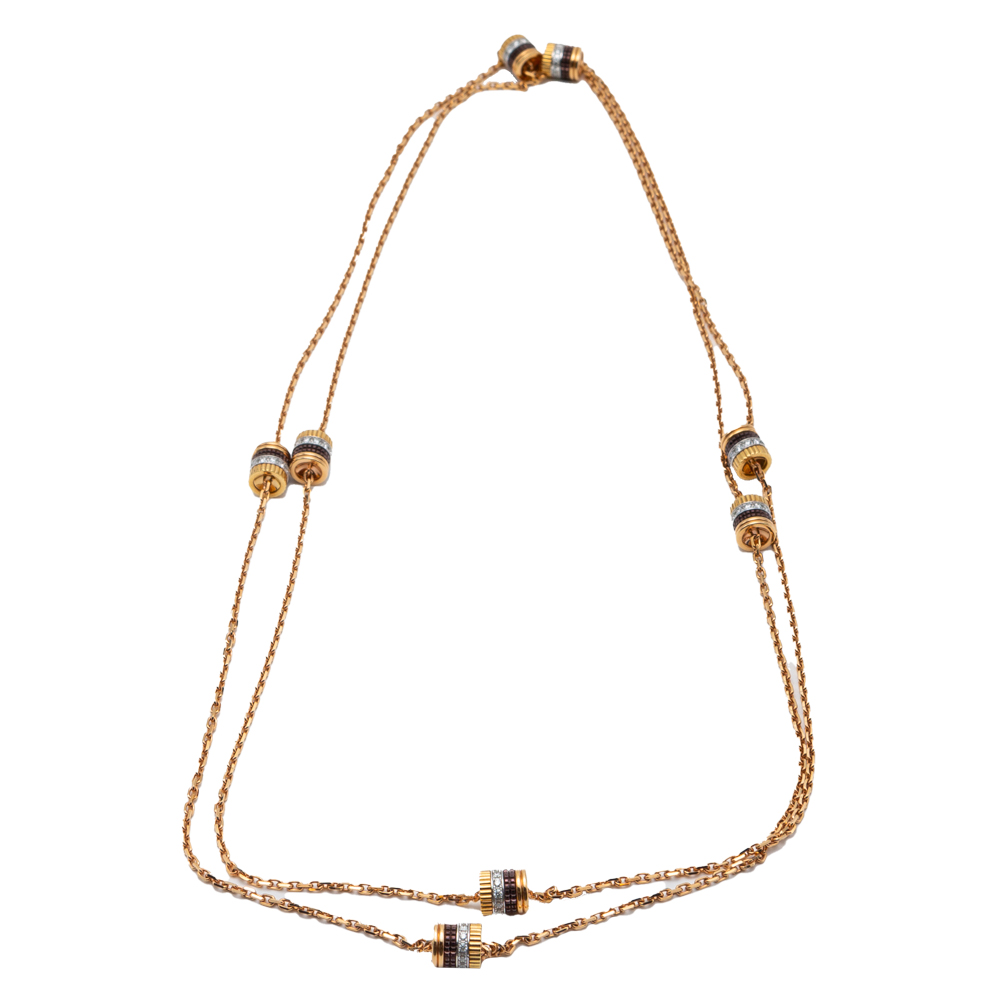 

Boucheron Quatre Classique Three Tone Gold & Diamond Long Necklace