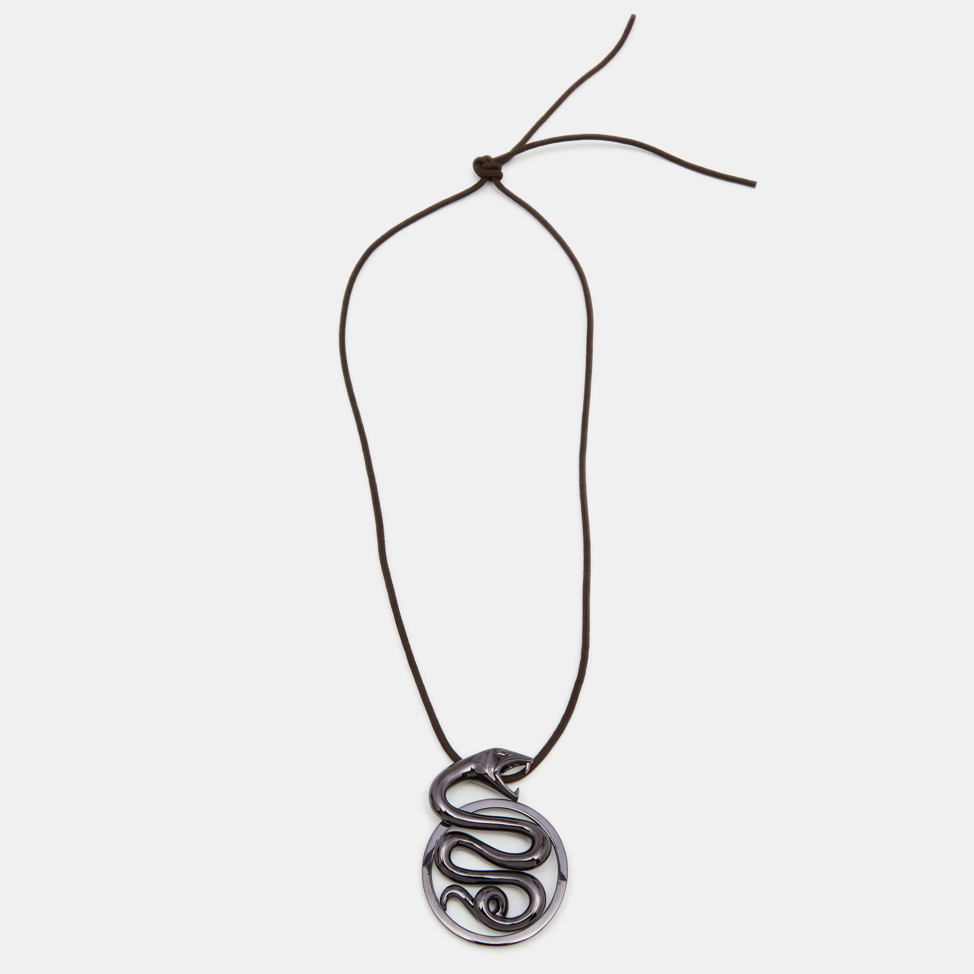 

Boucheron Trouble Brown Snake Silver Pendant Cord Necklace