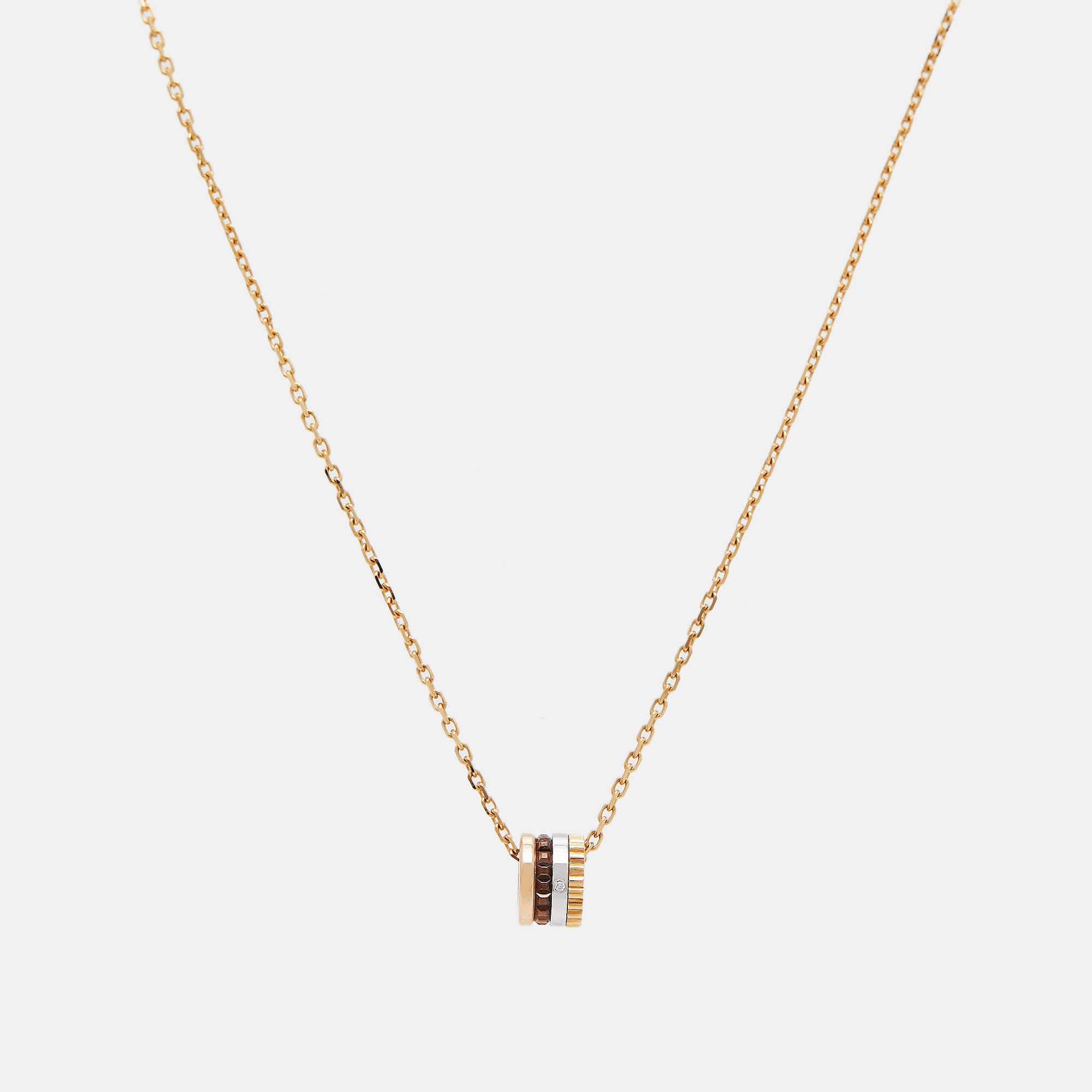 

Boucheron Quatre Classique Diamond PVD 18k Three Tone Gold Mini Pendant Necklace