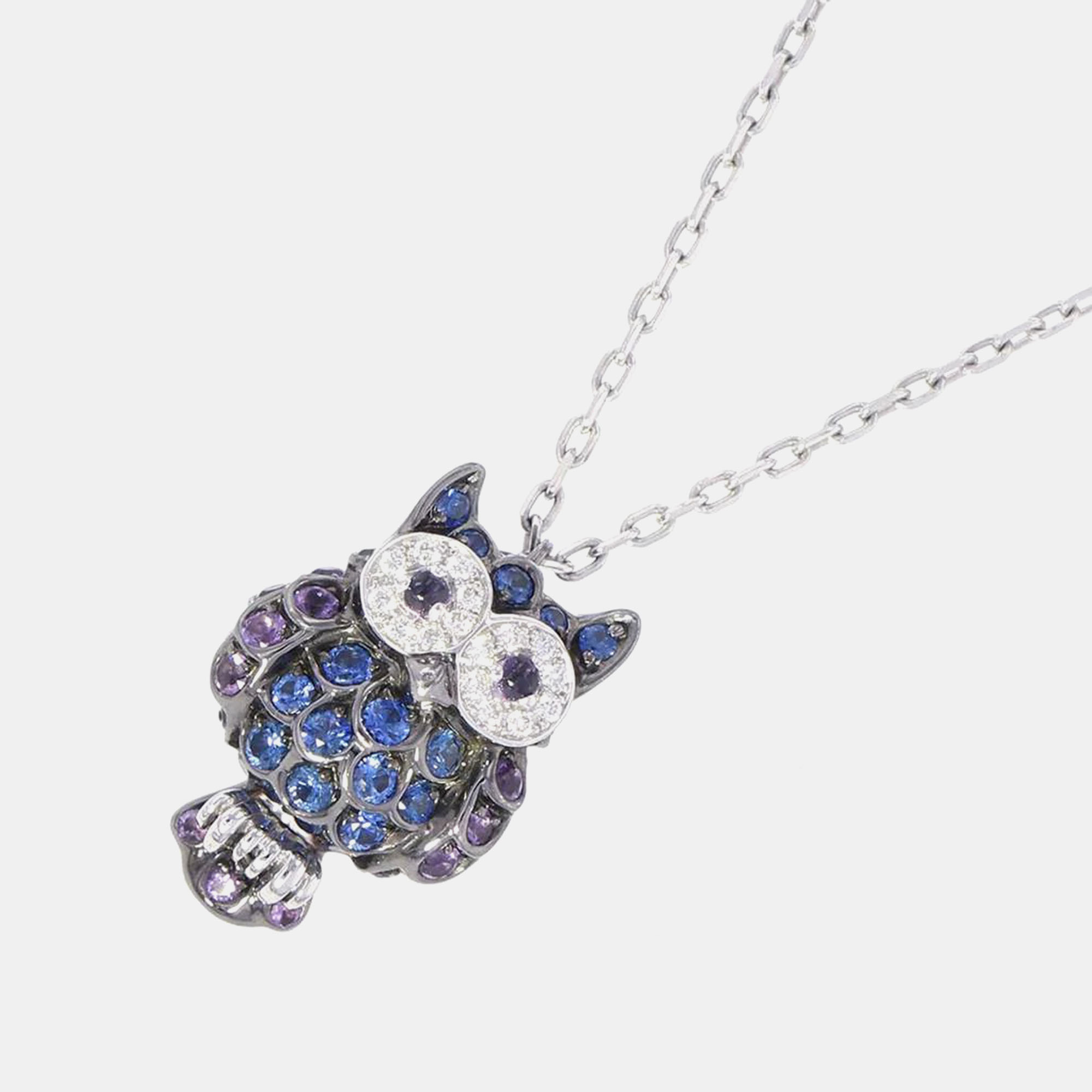 

Boucheron 18K White Gold Noctua Owl Chouette Pendant Necklace