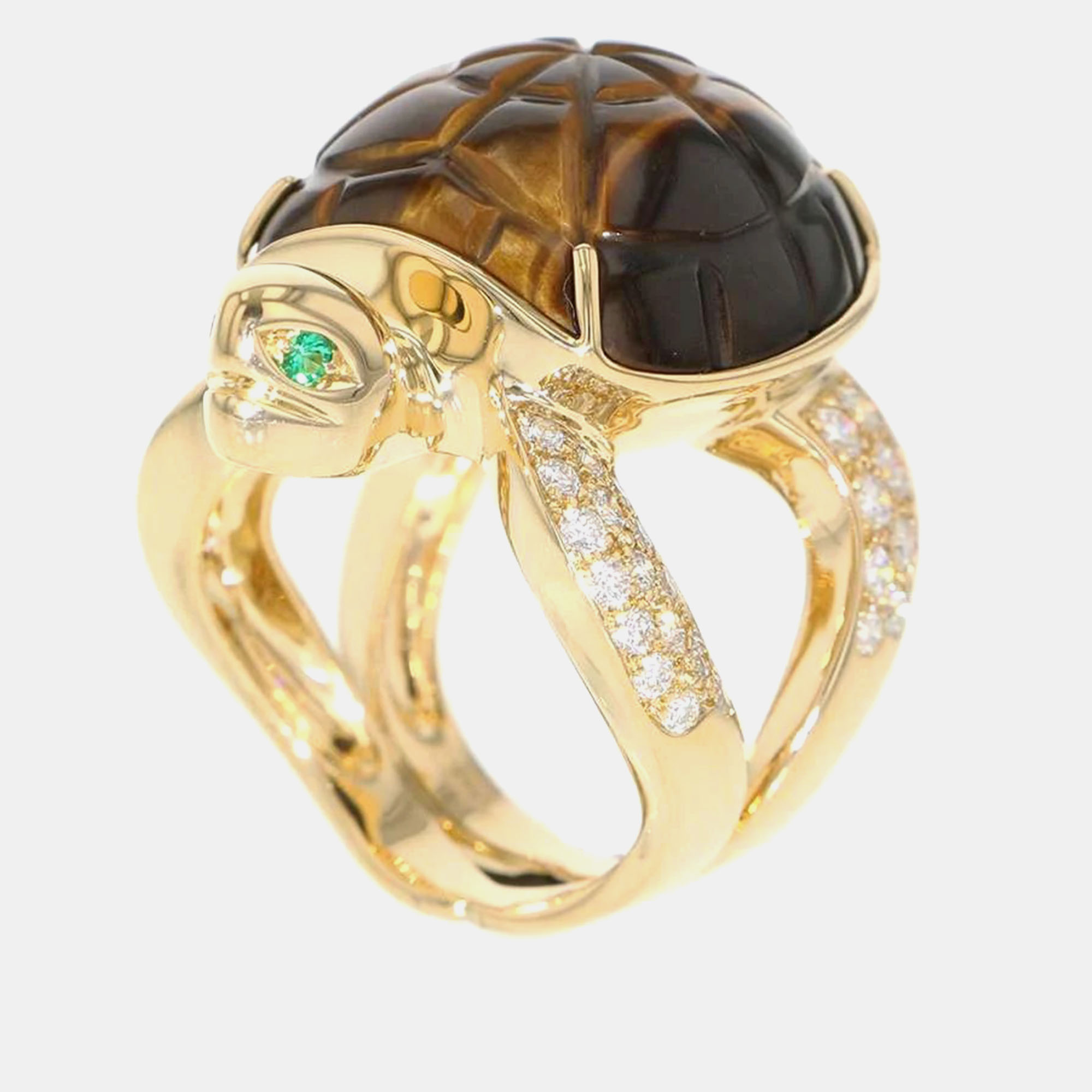 

Boucheron 18K Yellow Gold and Diamond Turtle Ring EU 52