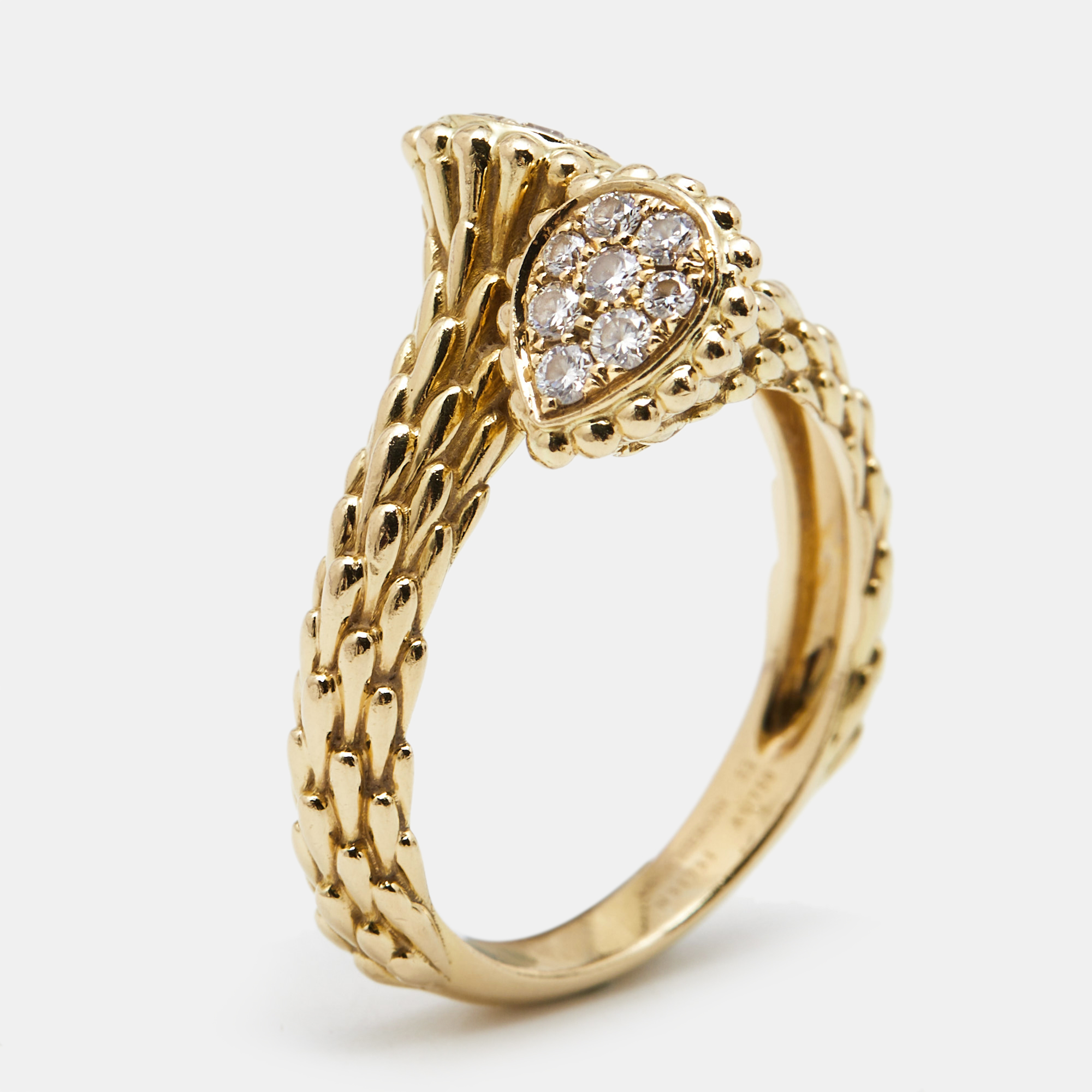 

Boucheron Serpent Boheme Toi et Moi XS Motif Diamond 18k Yellow Gold Ring Size