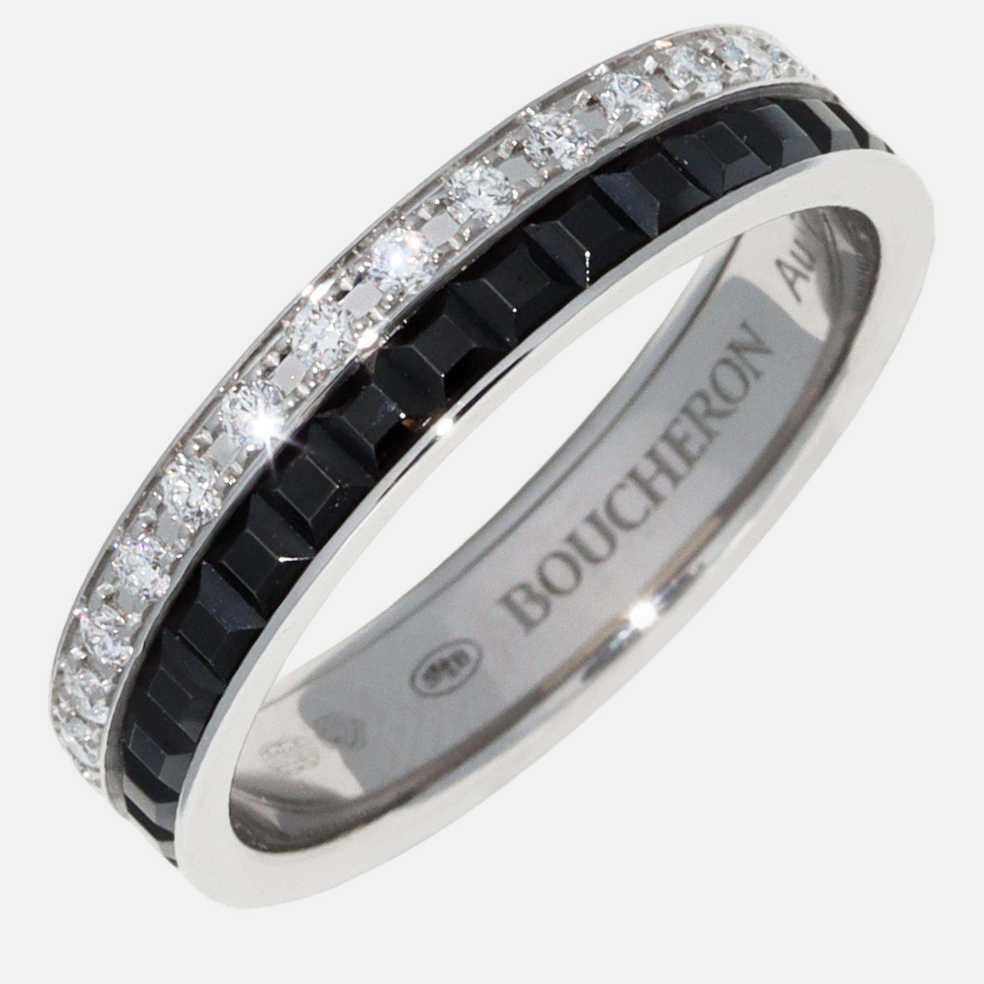 

Boucheron 18K WG Black PVD Diamond Quatre Black Ring JAL00227 Black Metal