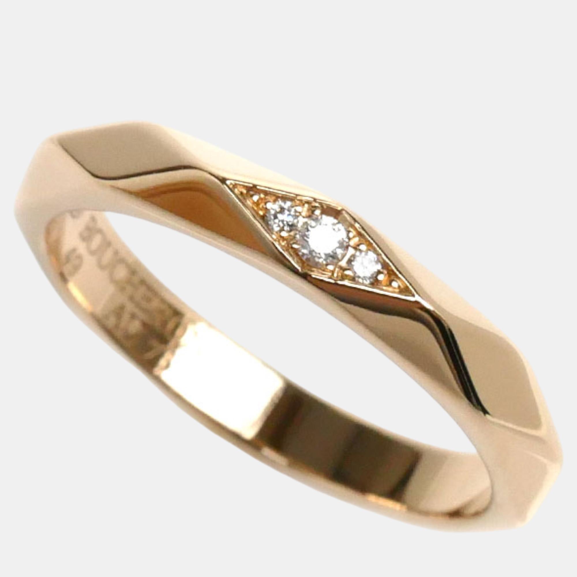 

Boucheron 18K PG Pink Gold 3 Diamond Ring Rose Gold Metal