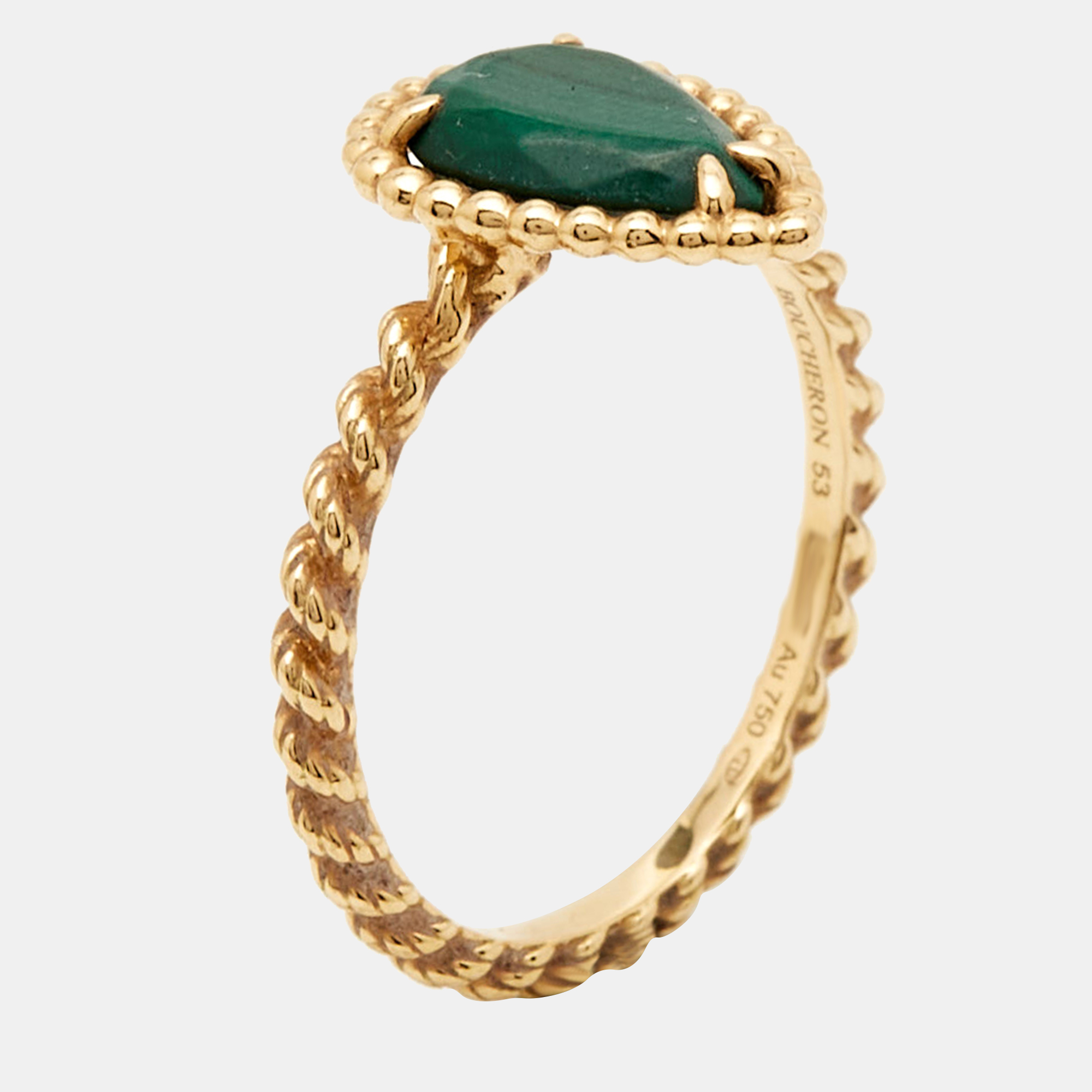 

Boucheron Serpent Boheme Malachite 18k Yellow Gold S Motif Ring Size