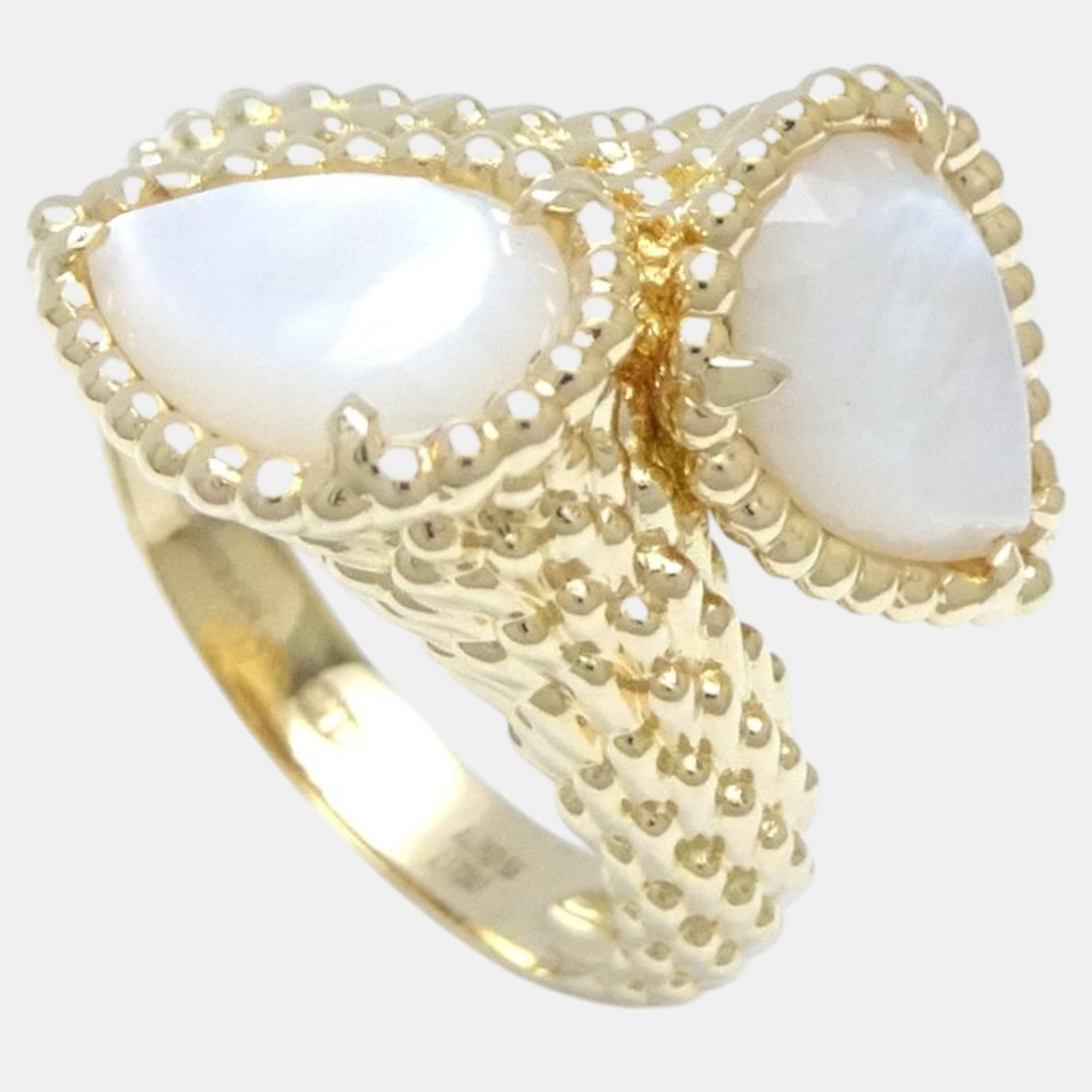 

Boucheron 18K Yellow Gold Mother Of Pearl Serpent Boheme Ring EU 55.5