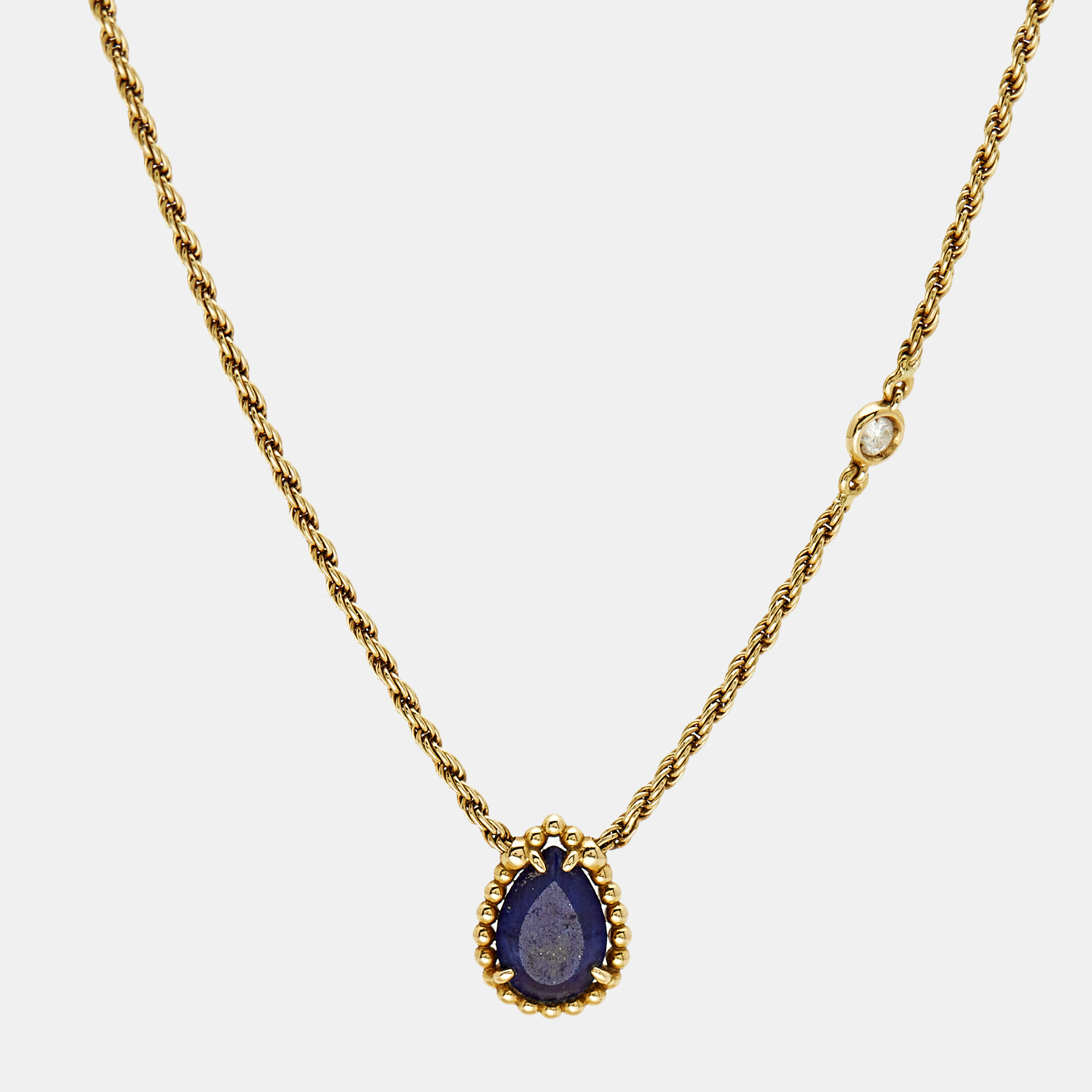 Pre-owned Boucheron Serpent Boheme Xs Lapis Lazuli Diamond Yellow Gold Necklace