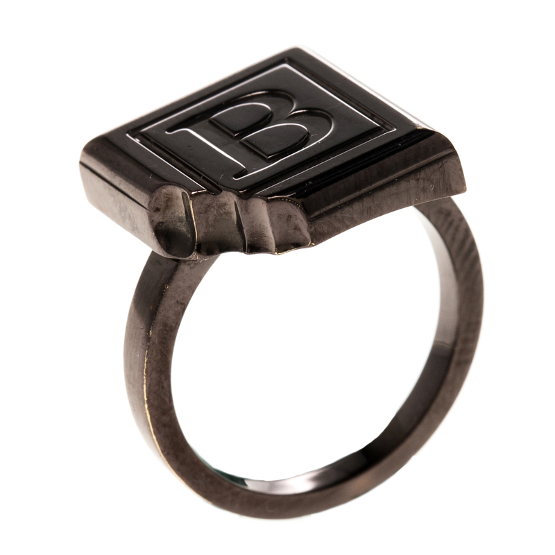 Boucheron Quatre Chocolate Square Brown PVD Coated 18k Gold Ring Size 52.5