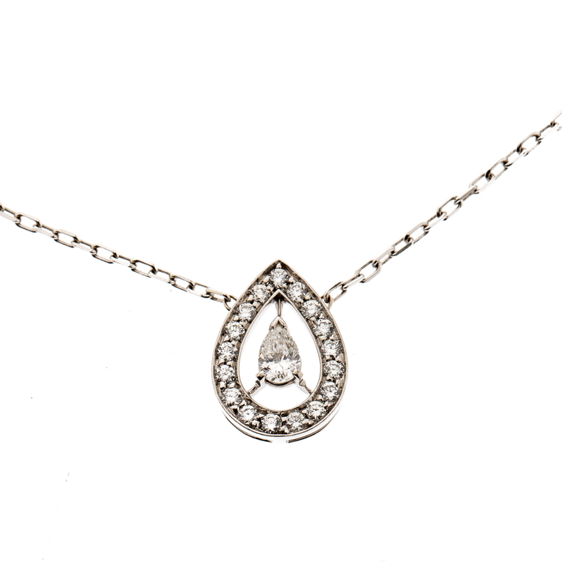 Boucheron Ava Pear Diamond 18k White Gold Pendant Necklace Boucheron ...
