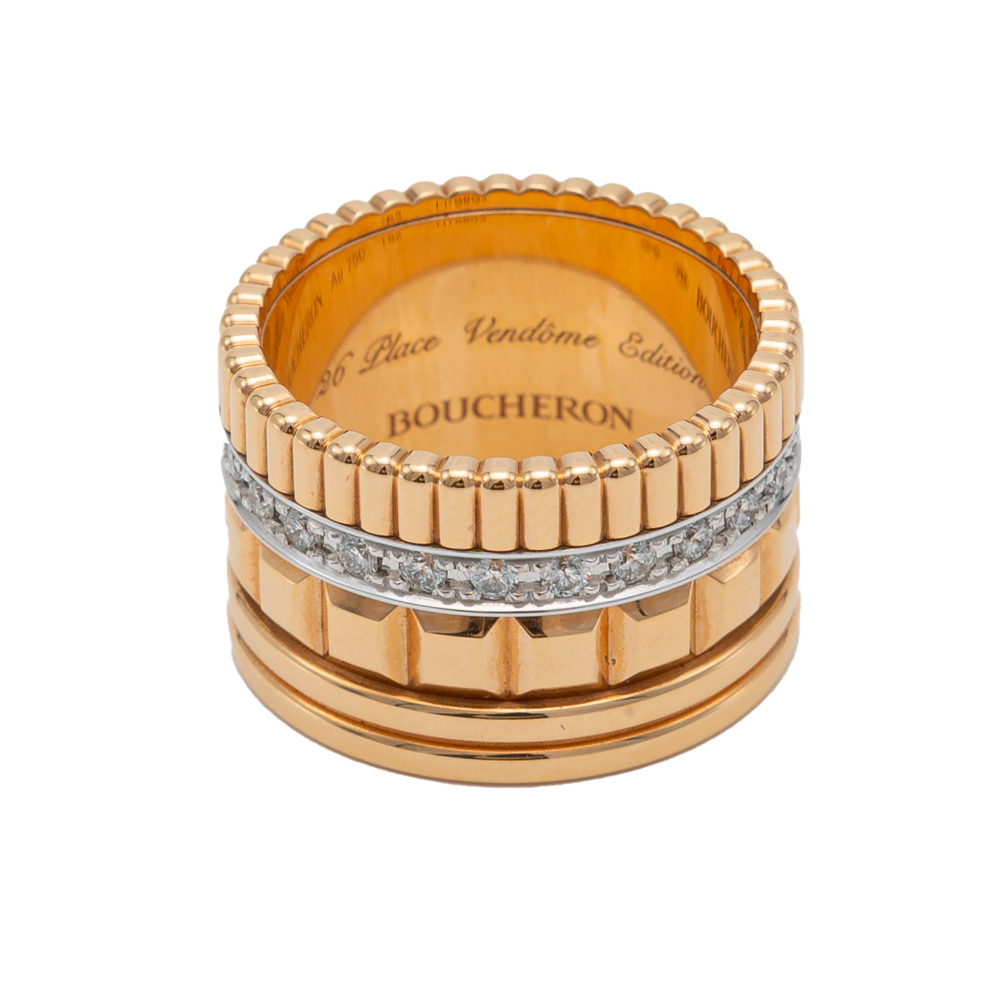 

Boucheron Quatre Radiant Edition Two-tone Gold & Pave Diamond Ring Size