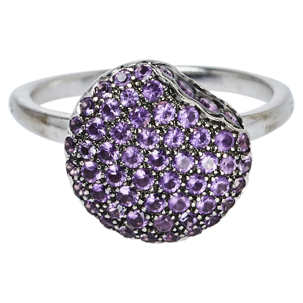 

Boucheron Macaron Amethyst 18K White Gold Small Cocktail Ring Size