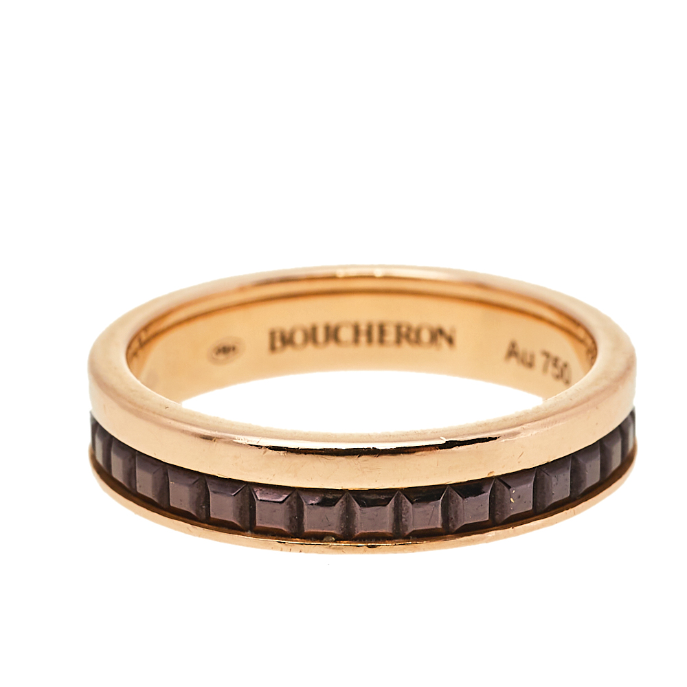 

Boucheron Quatre Classique Brown PVD 18K Rose Gold Wedding Band Ring Size