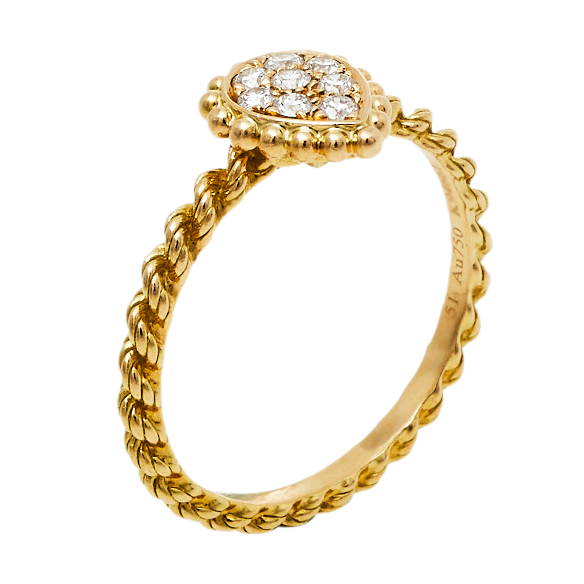 Pre-owned Boucheron Serpent Boheme Diamond 18k Yellow Gold Xs Motif Ring Size 51