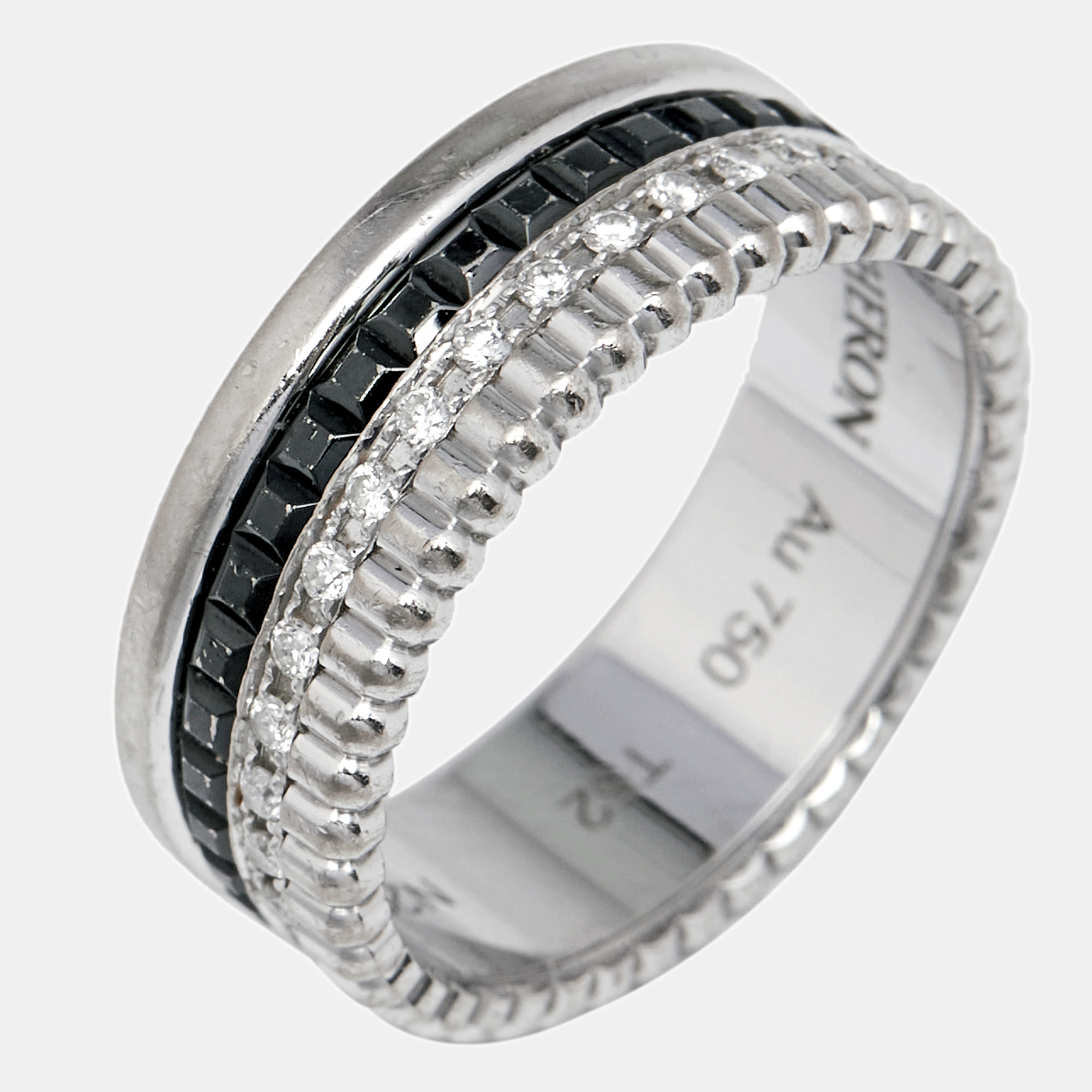 

Boucheron Quatre Classique Black Edition Diamonds Black PVD 18k White Gold Band Ring Size