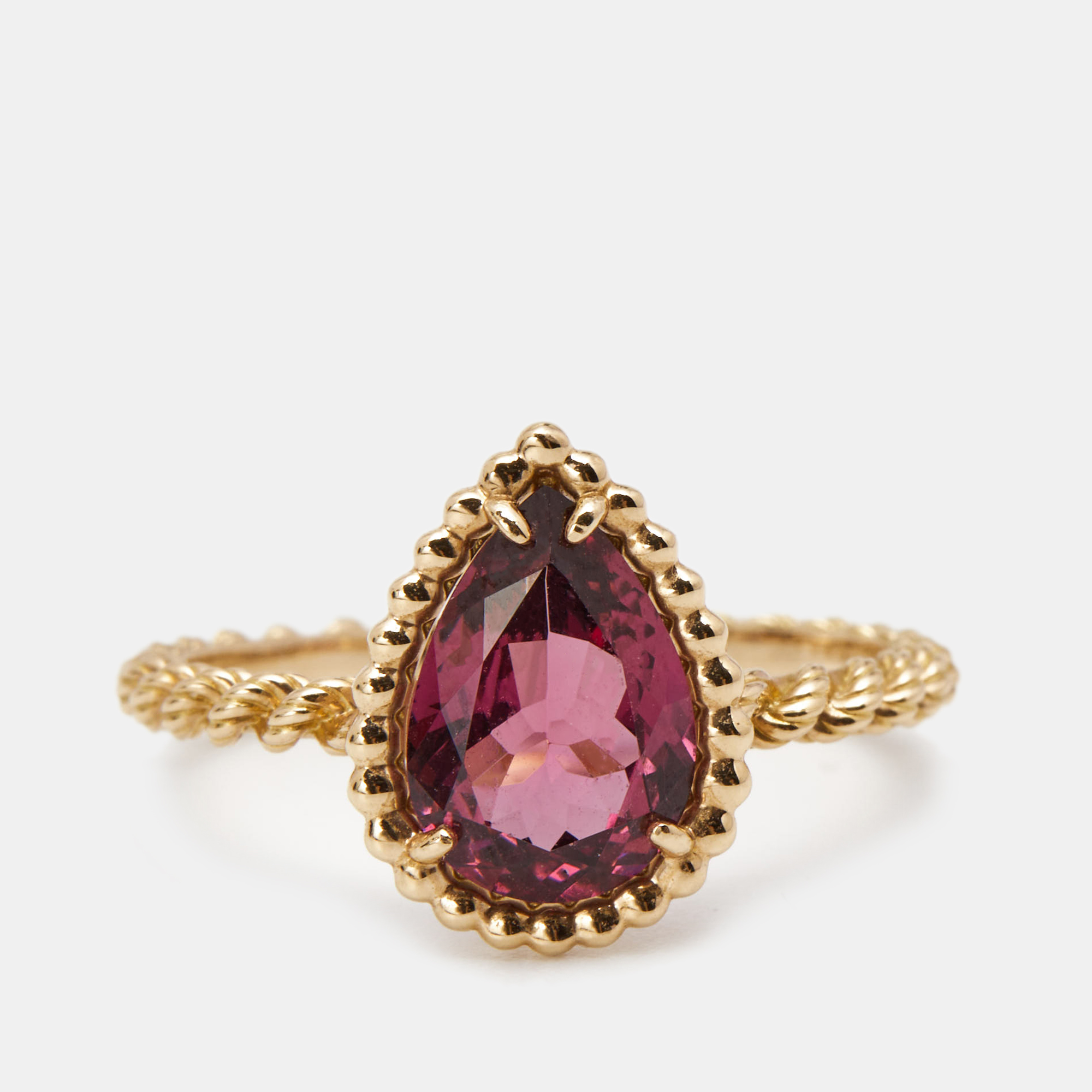 

Boucheron Serpent Boheme Rhodolite 18k Rose Gold S Motif Ring Size