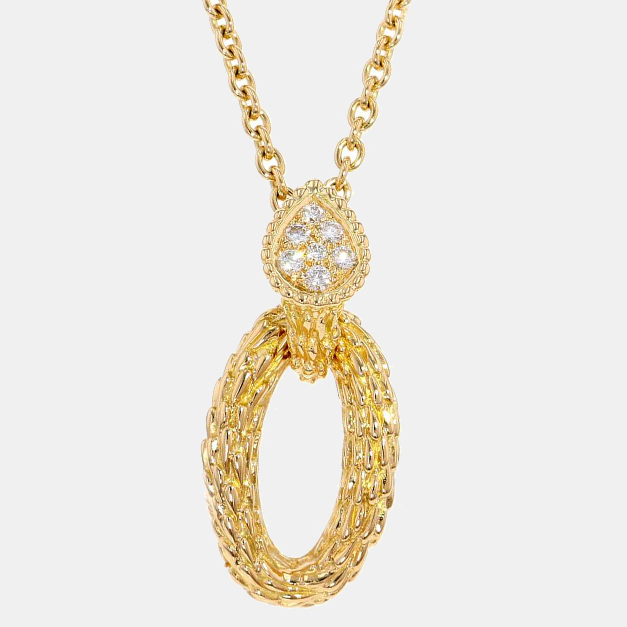 Pre-owned Boucheron 18k Yellow Gold Diamond Serpent Boheme Necklace