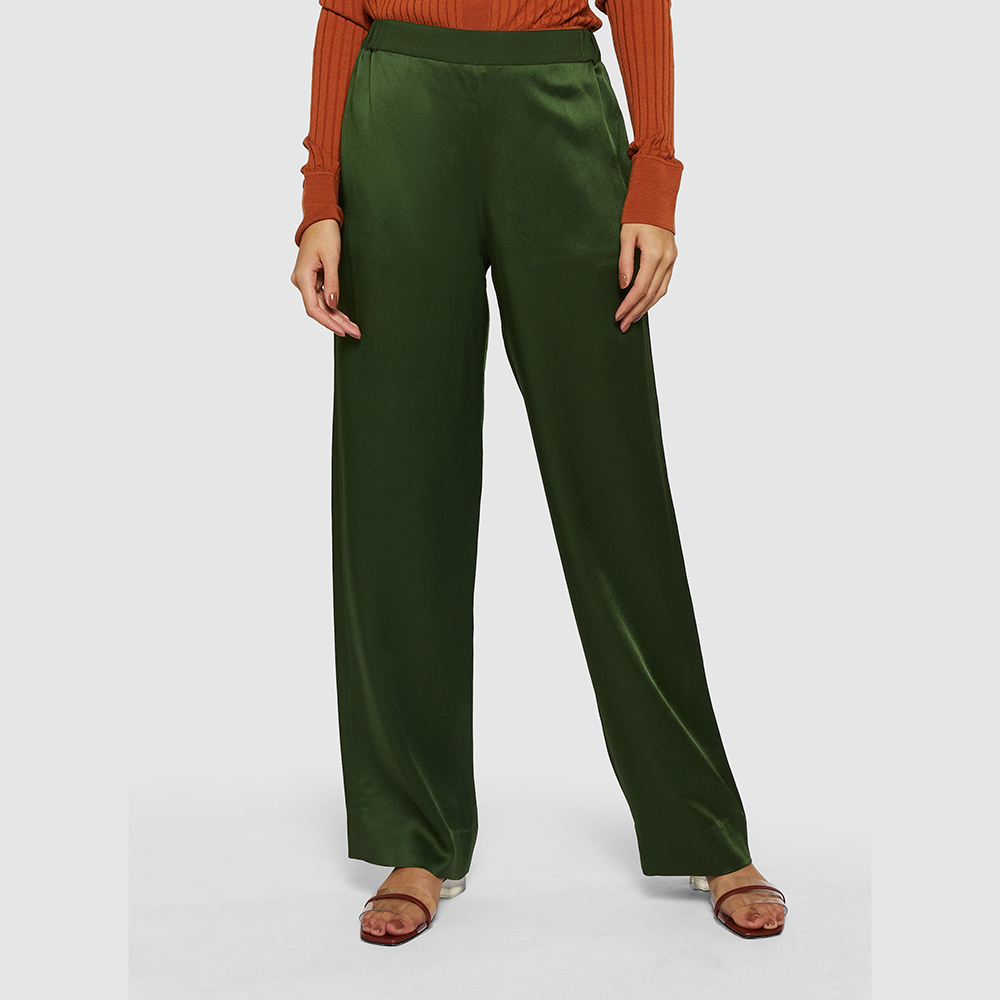 

Bouguessa Green Wide Leg Crepe Trousers Size