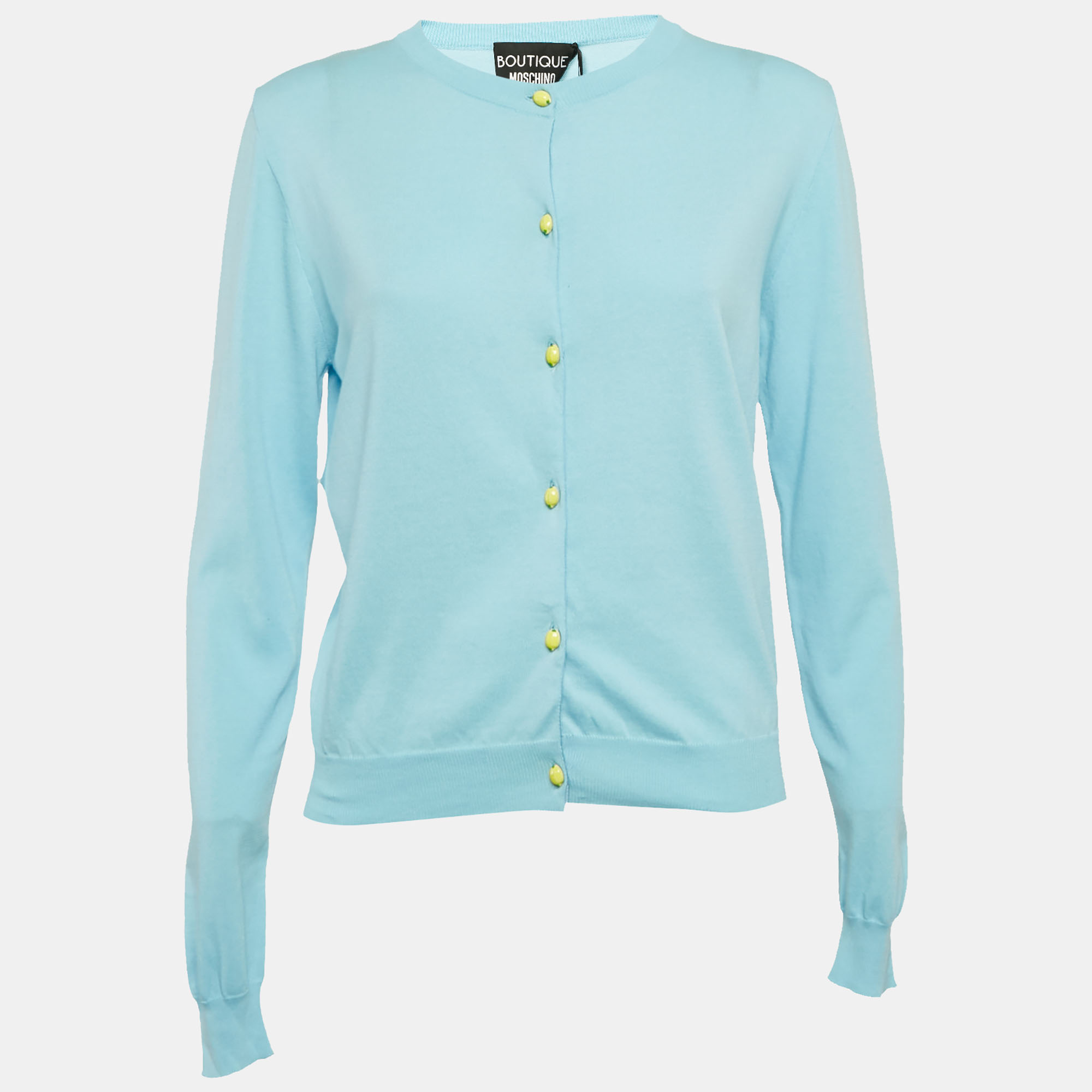 

Boutique Moschino Blue Cotton Knit Button Detail Cardigan M