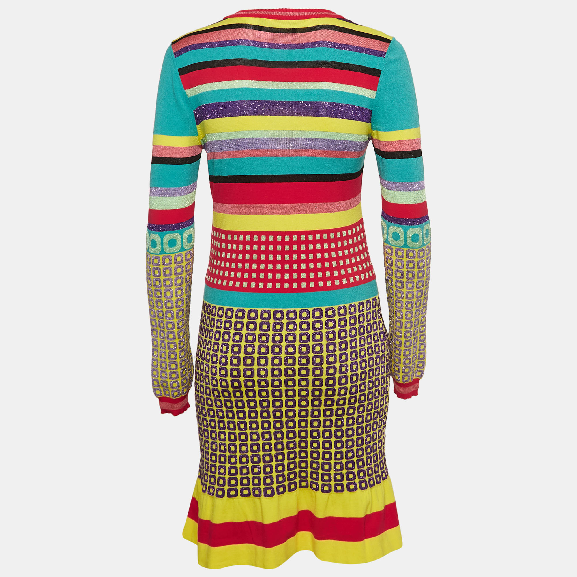 Boutique Moschino Patterned Lurex Knit Mini Dress M 