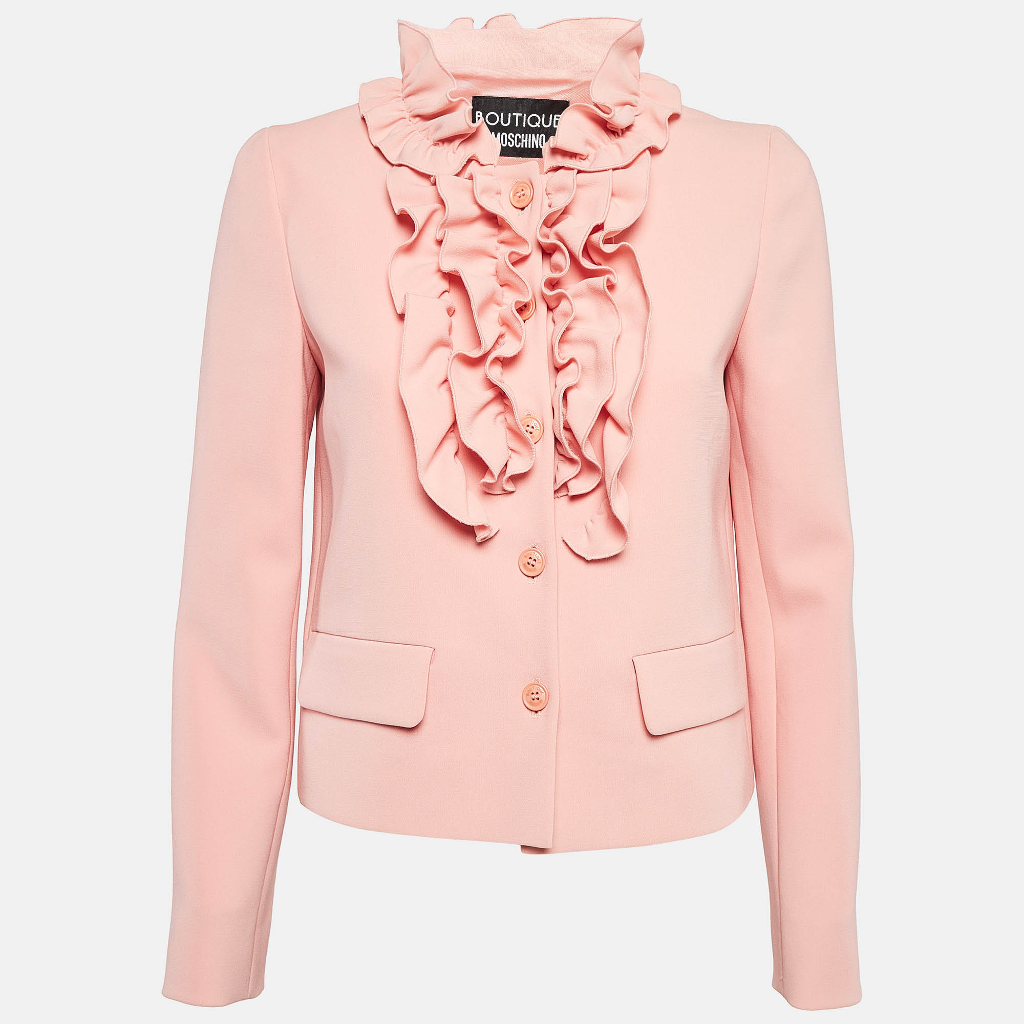 

Boutique Moschino Pink Crepe Ruffle Detail Jacket S
