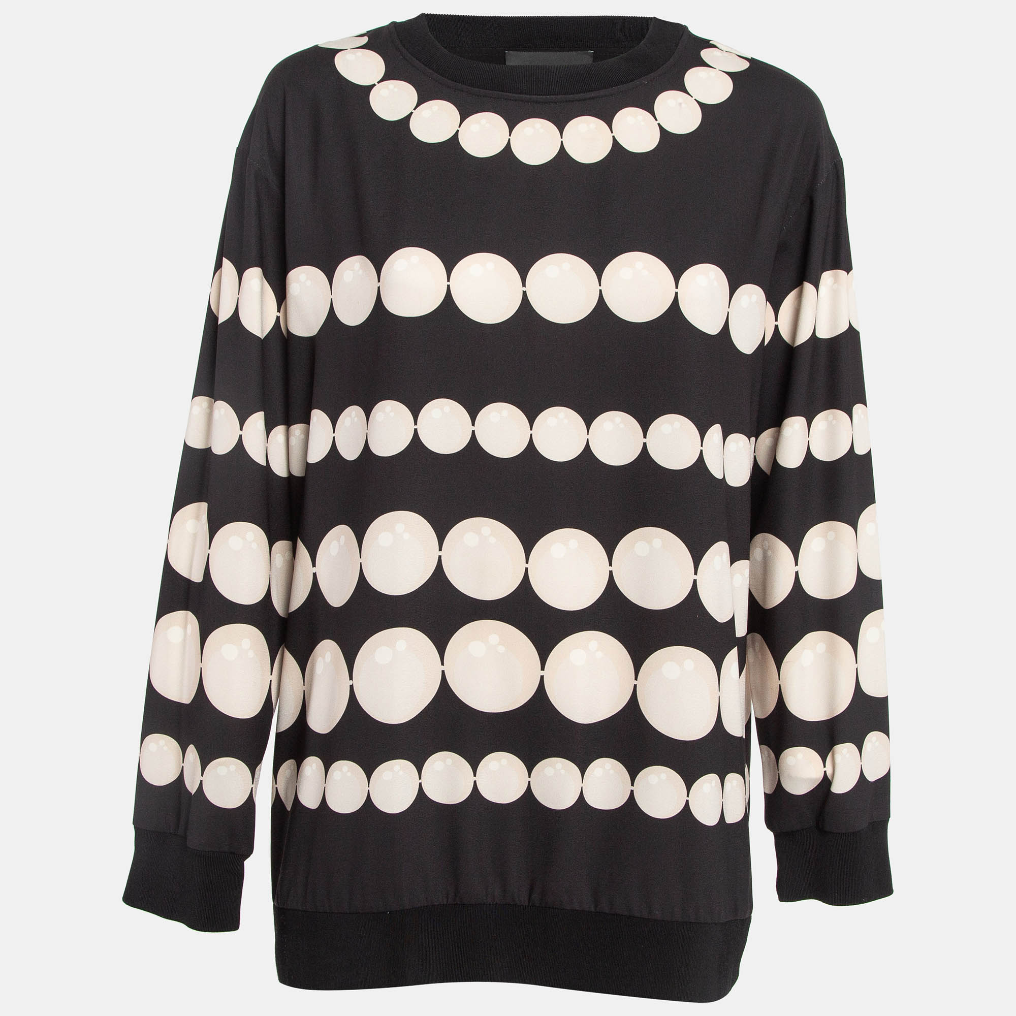 

Boutique Moschino Black/White Dots Print Stretch Crepe Sweatshirt M