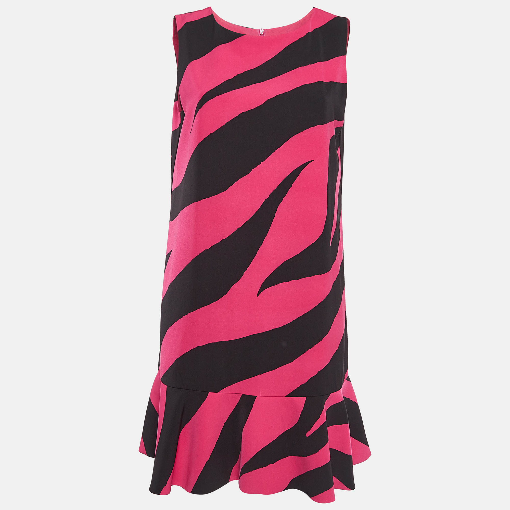 Pre-owned Boutique Moschino Black/pink Zebra Print Jersey Sleeveless Dress M