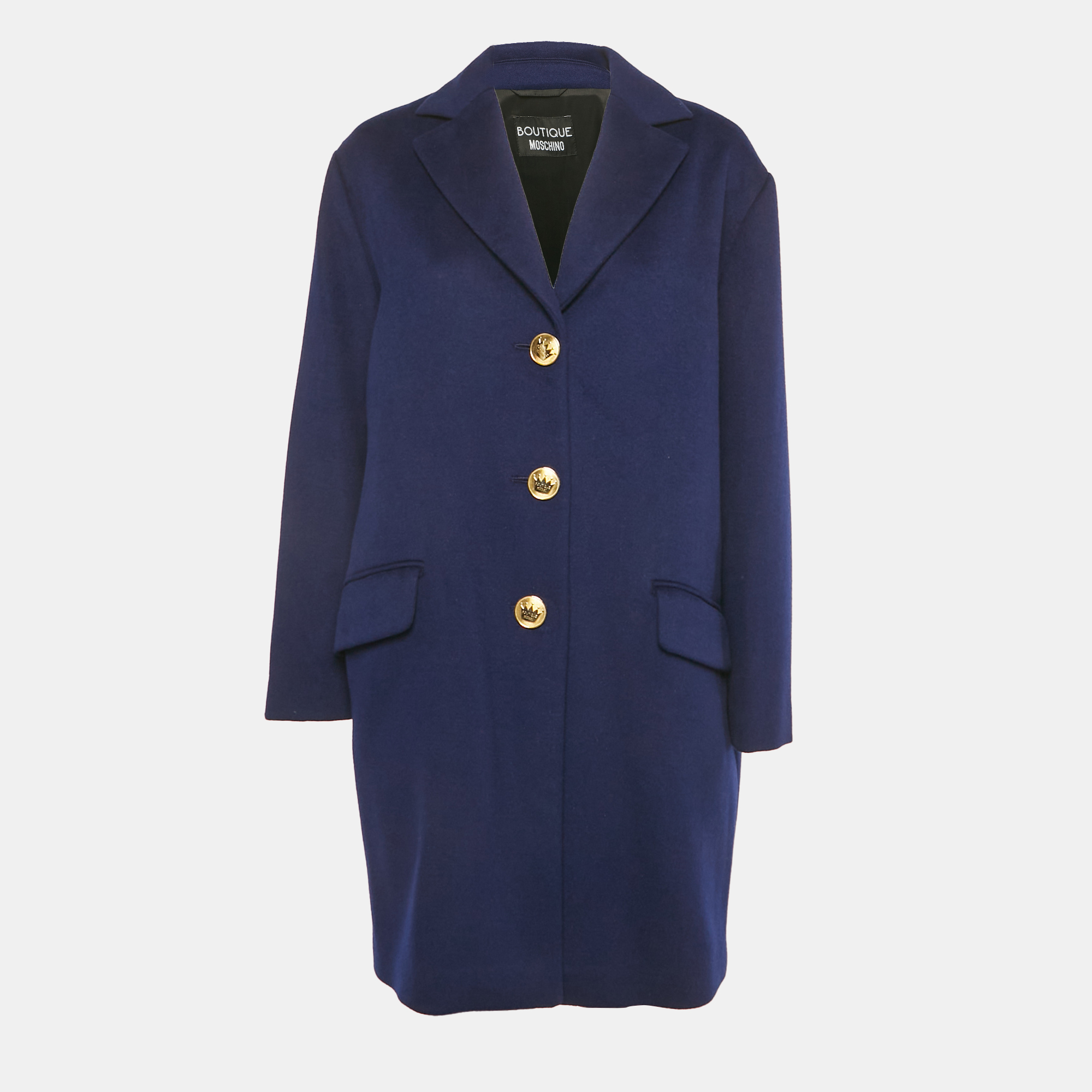

Boutique Moschino Blue Wool Blend Single Breasted Long Coat S