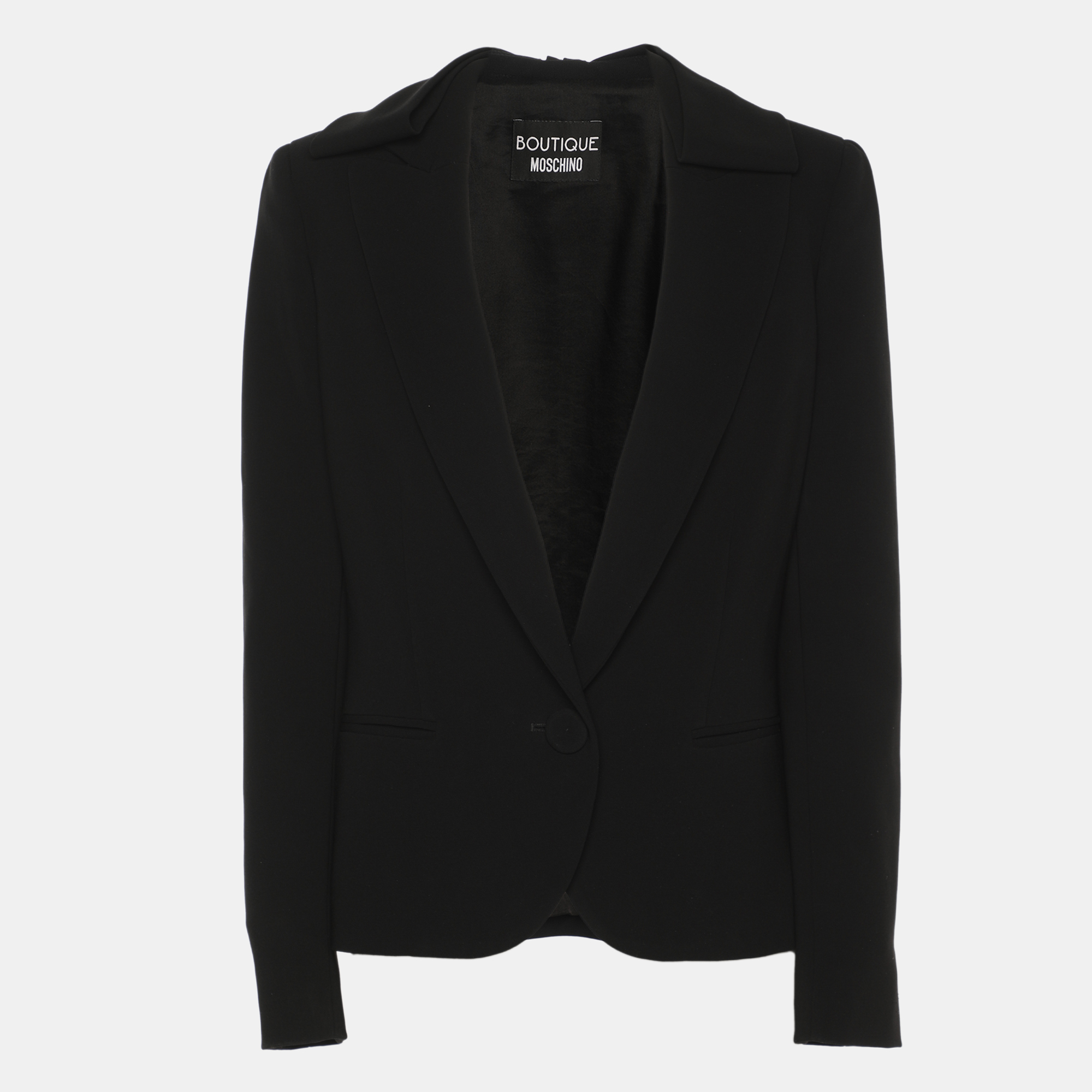 

Boutique Moschino Black Crepe Bow Single Breasted Blazer S