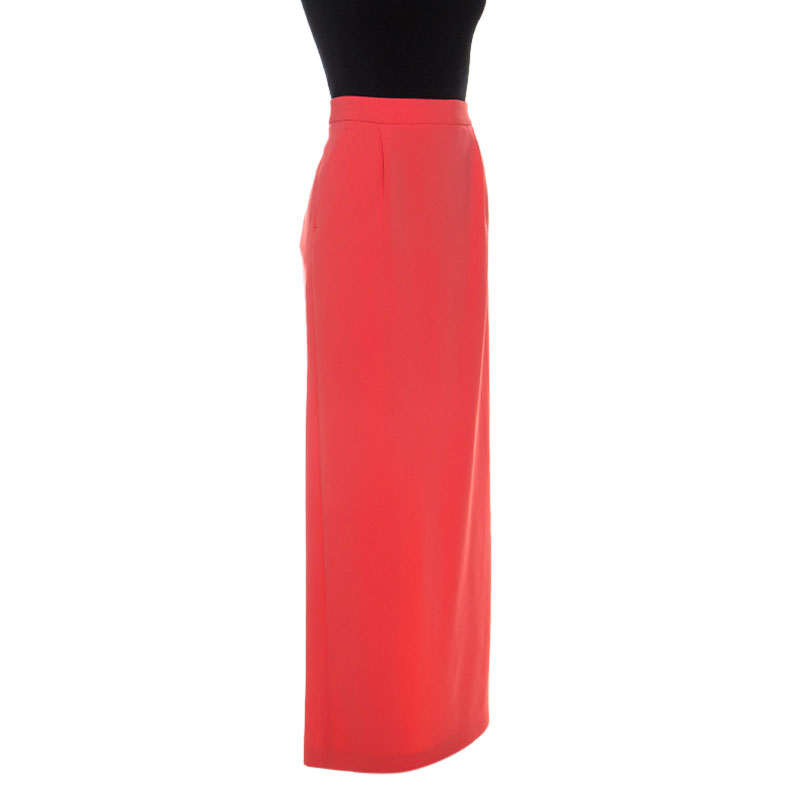 

Boutique Moschino Bright Coral Crepe Maxi Skirt, Orange