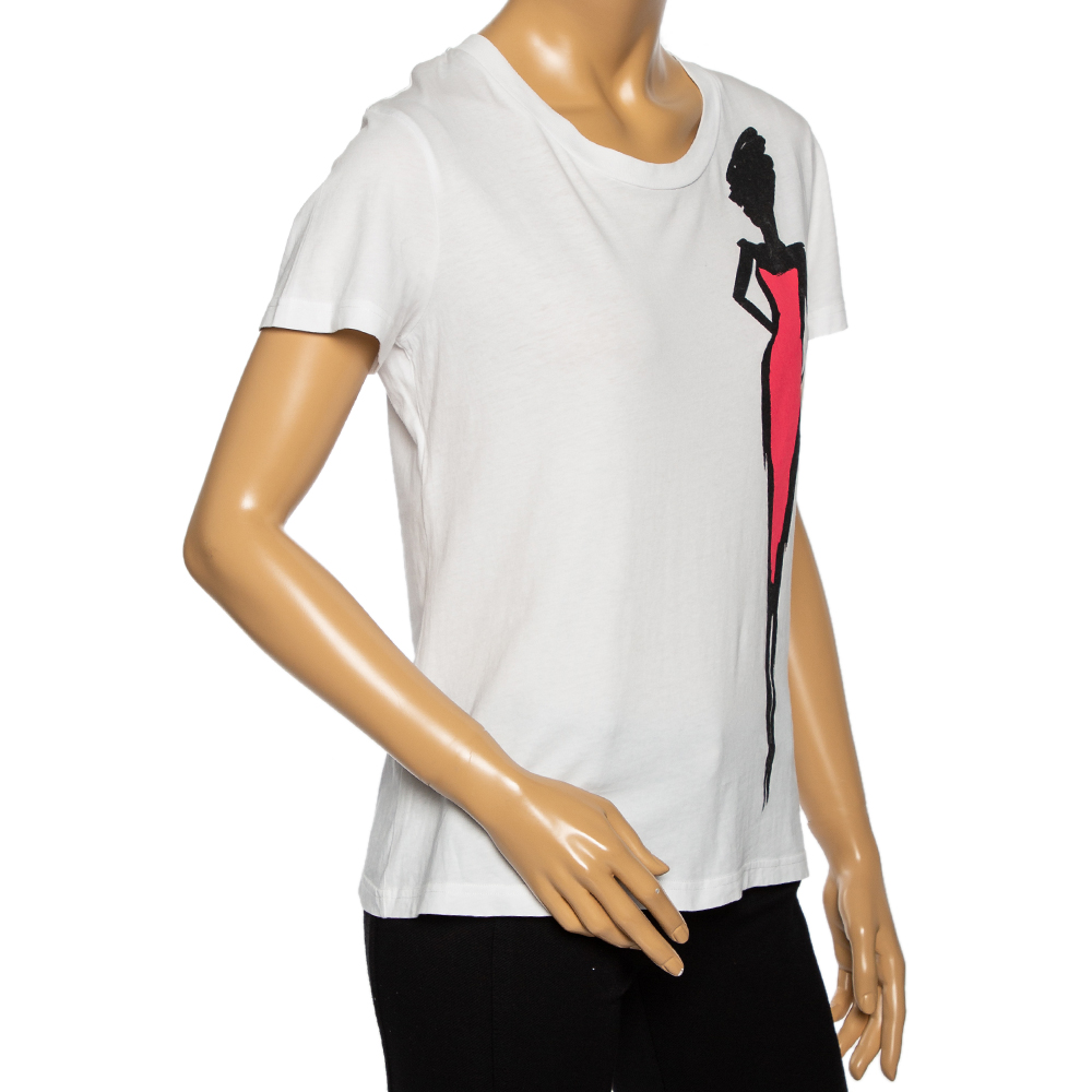 

Boutique Moschino White Jersey Lady Print T-Shirt