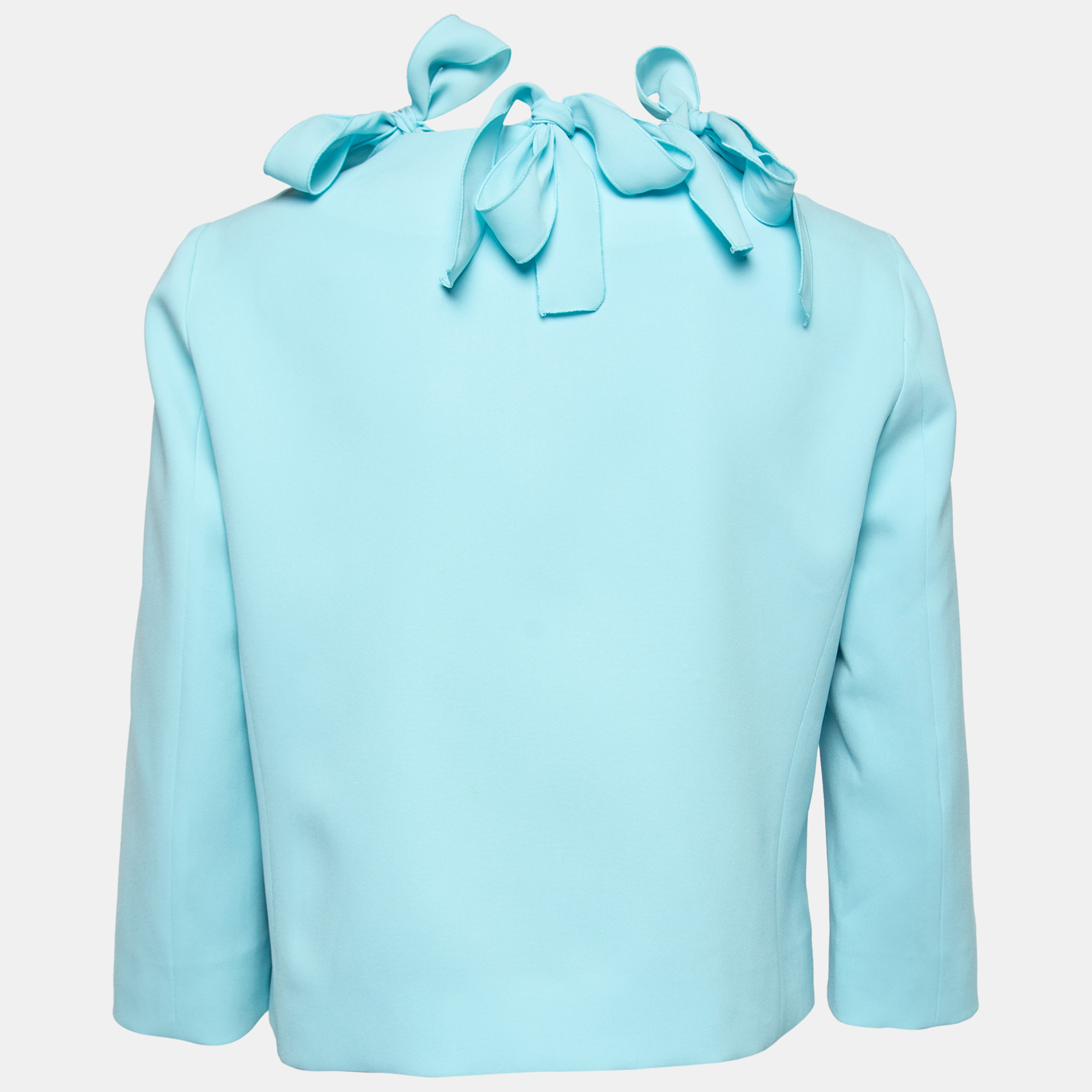 

Boutique Moschino Light Blue Crepe Ribbon-Trim Jacket