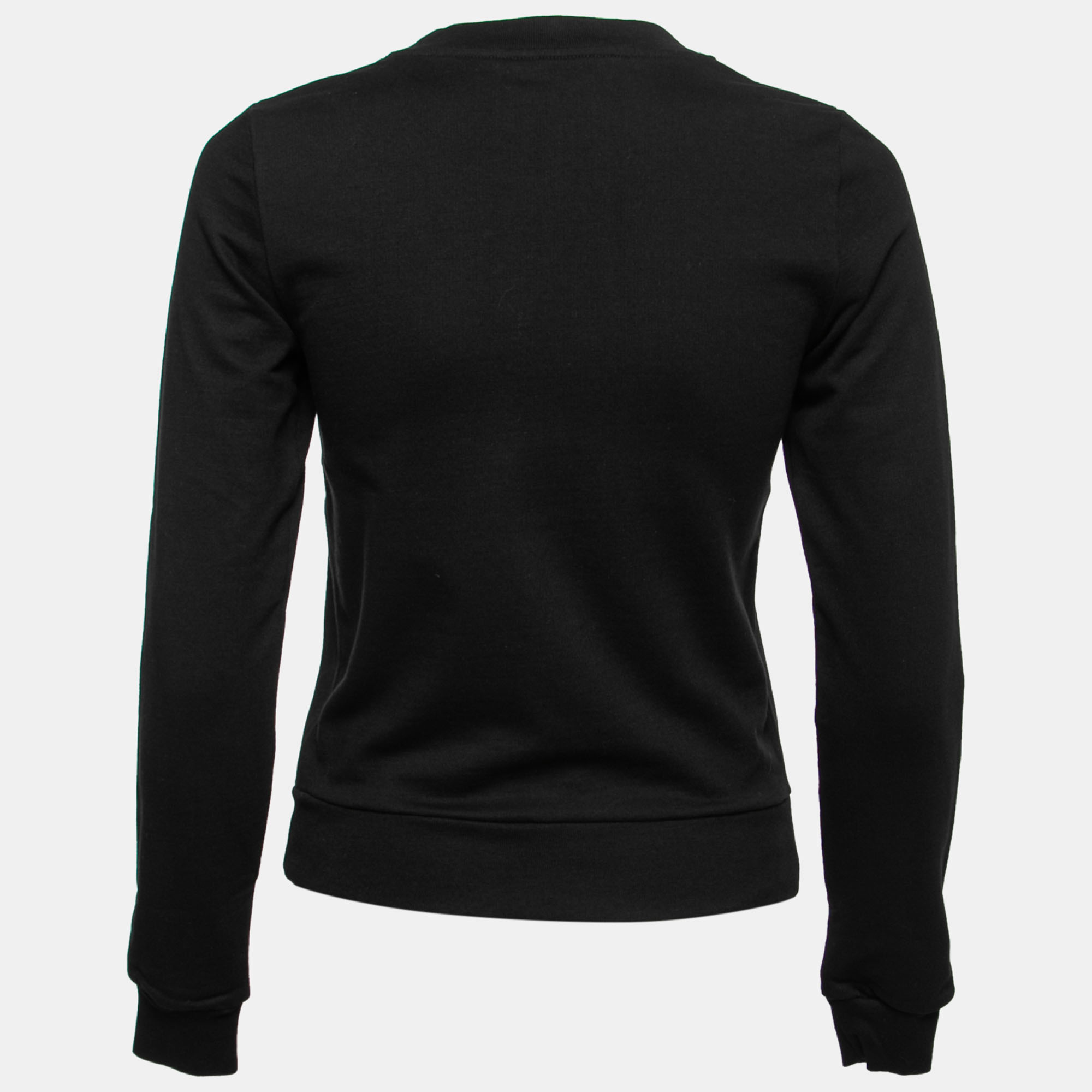 

Boutique Moschino Black Logo Print Pearl-Embellished Cotton Sweatshirt