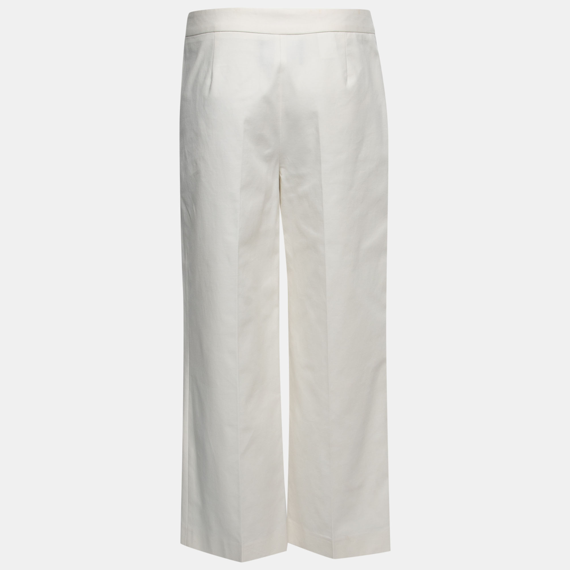 

Boutique Moschino White Cotton Front Pleat Trousers