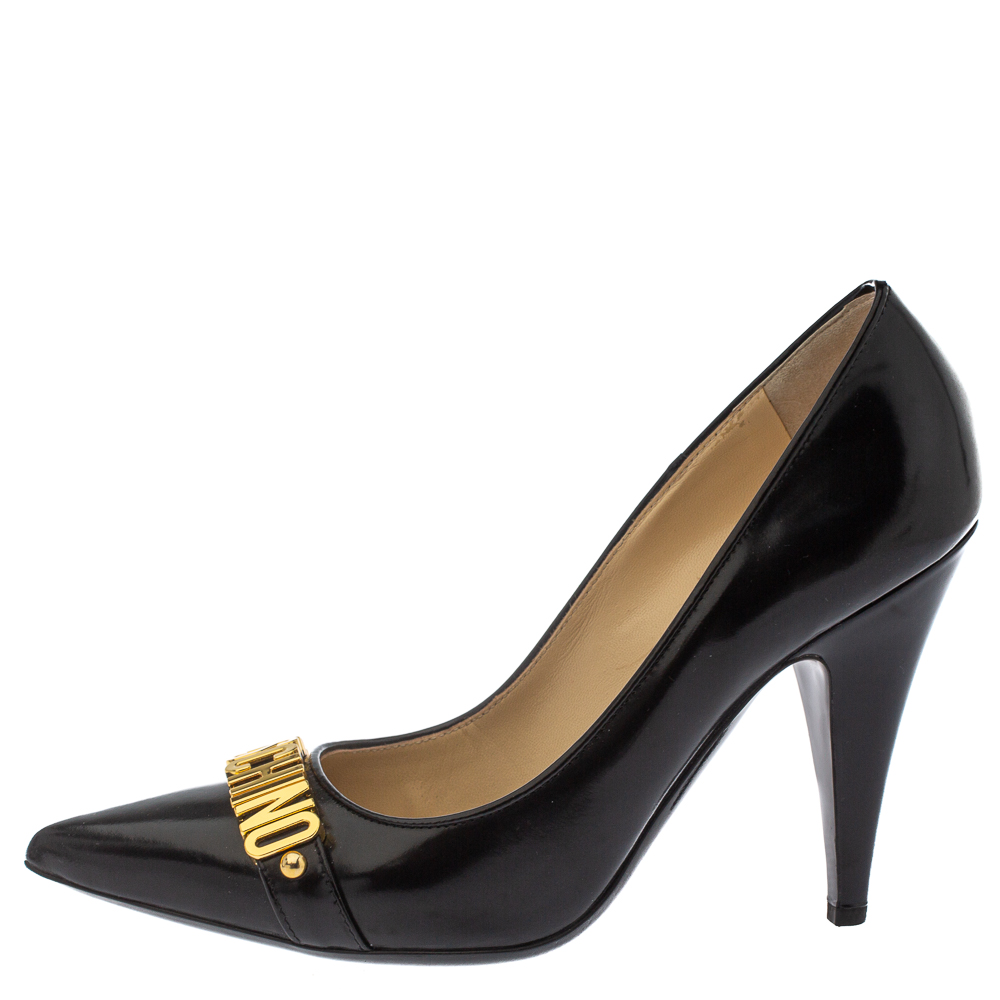 

Moschino Black Leather Pointed Toe Pumps Size
