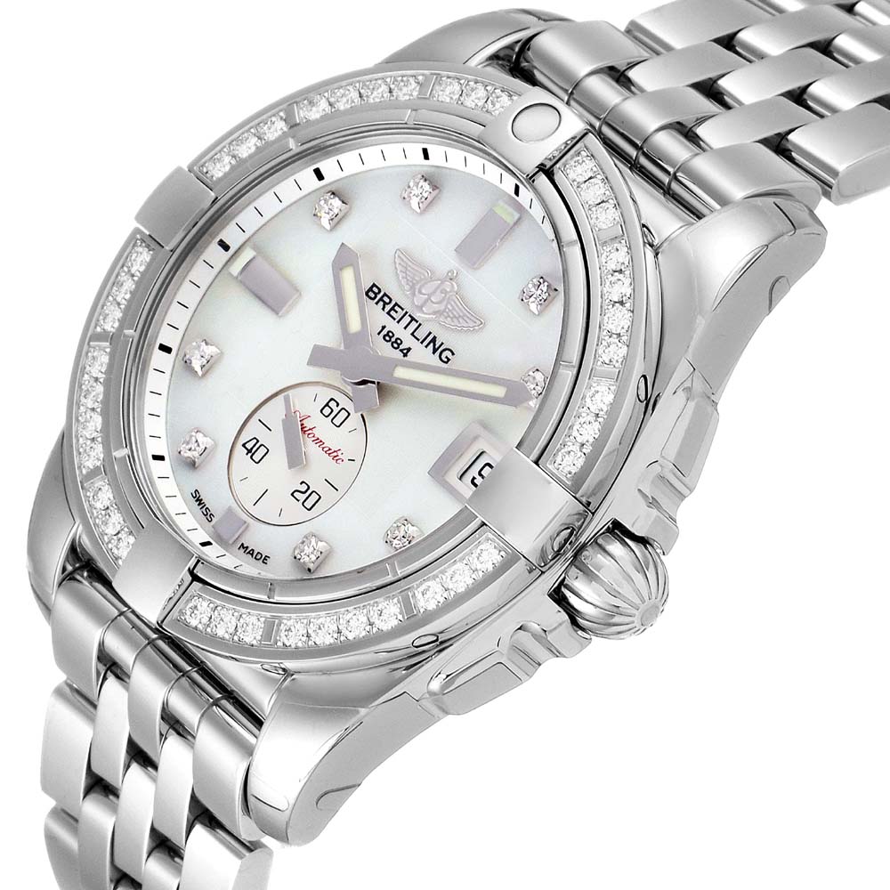 

Breitling MOP Diamonds Stainless Steel Galactic A37330 Women's Wristwatch 36 MM, White