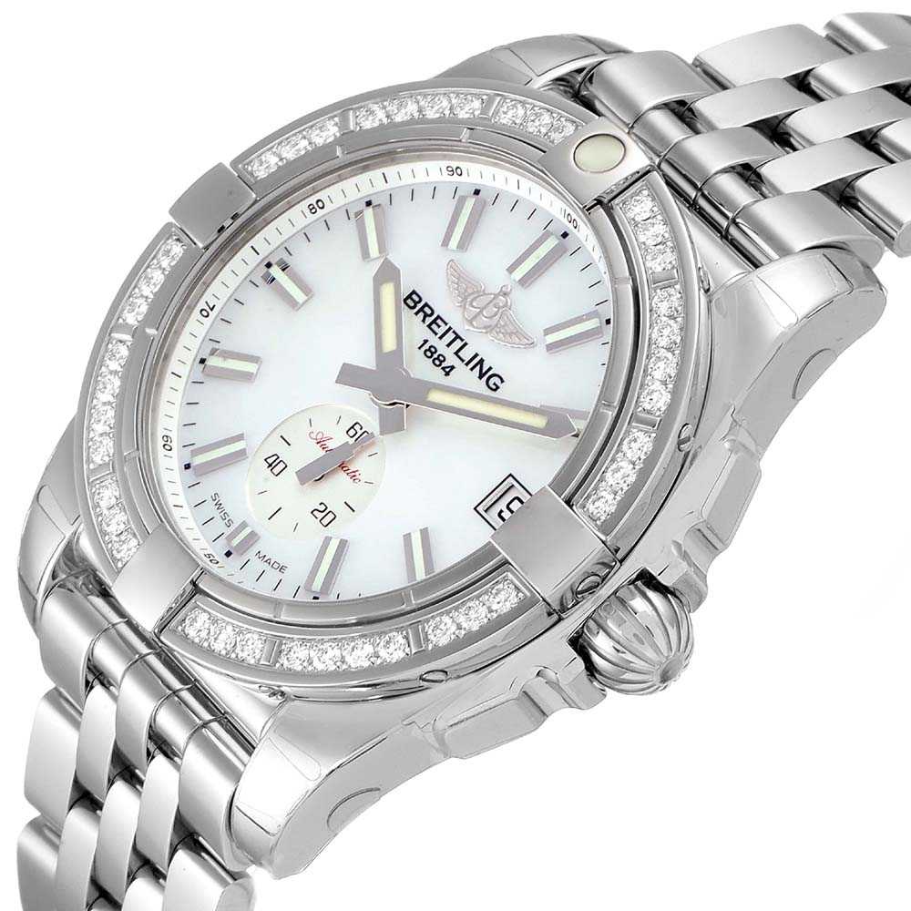 

Breitling MOP Diamonds Stainless Steel Galactic A37330 Women's Wristwatch 36 MM, White