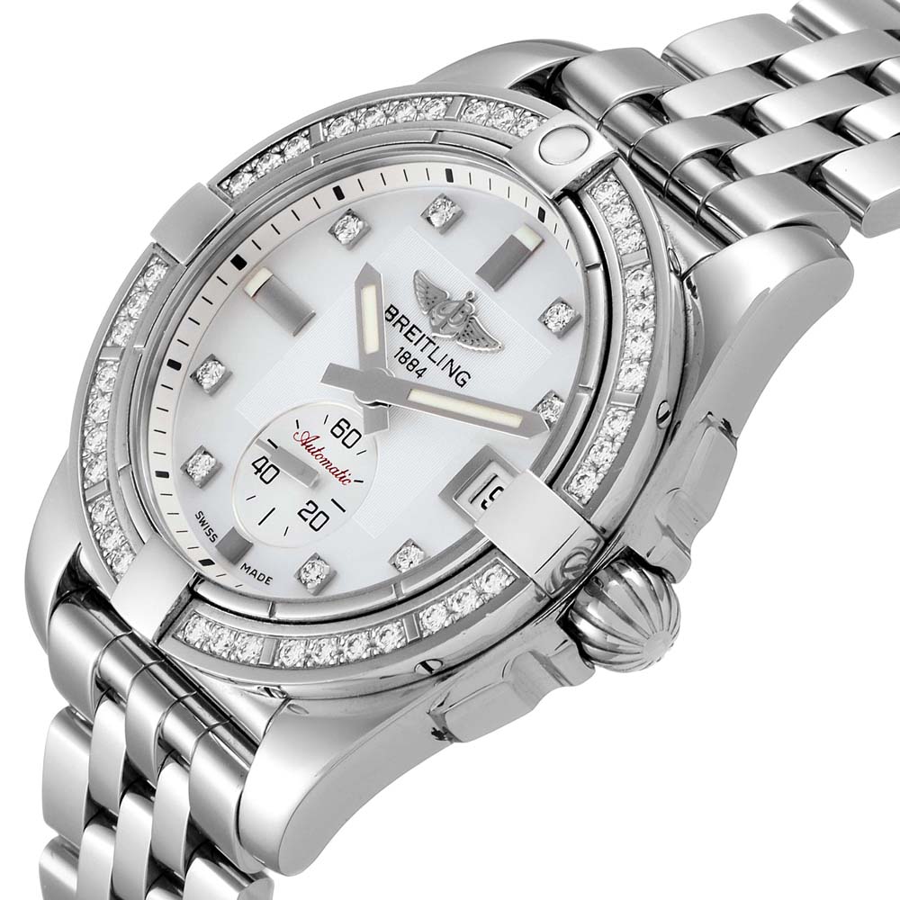 

Breitling MOP Diamonds Stainless Steel Galactic A37330 Women's Wristwatch 36 MM, White