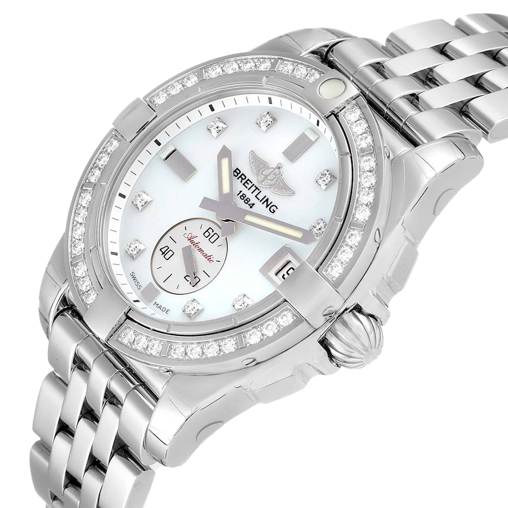 

Breitling MOP Diamonds Stainless Steel Galactic A37330 Women's Wristwatch 36 MM, White