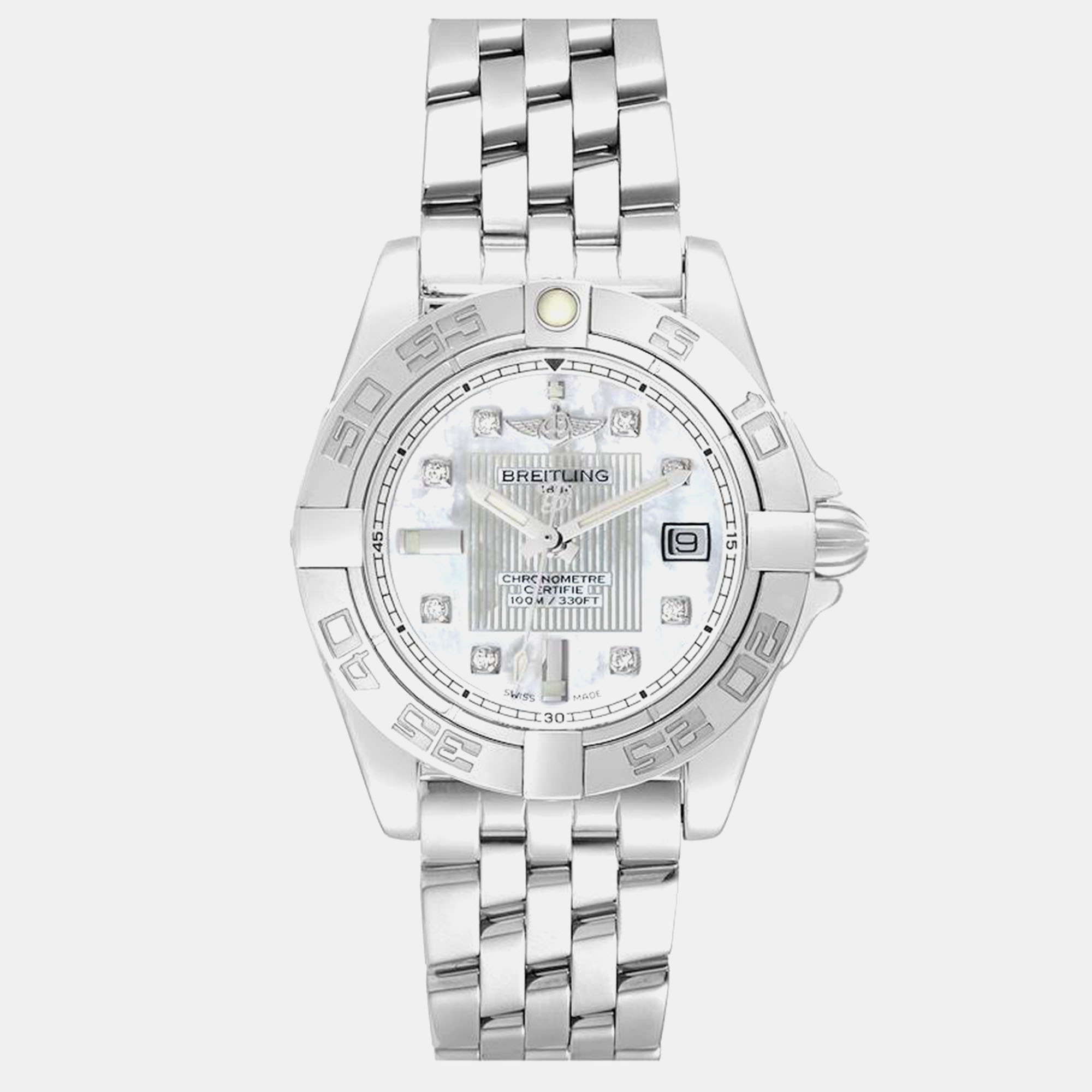 

Breitling Mother of Pearl Diamond Stainless Steel Cockpit A71356 Quartz Women's Wristwatch 32 mm, Silver
