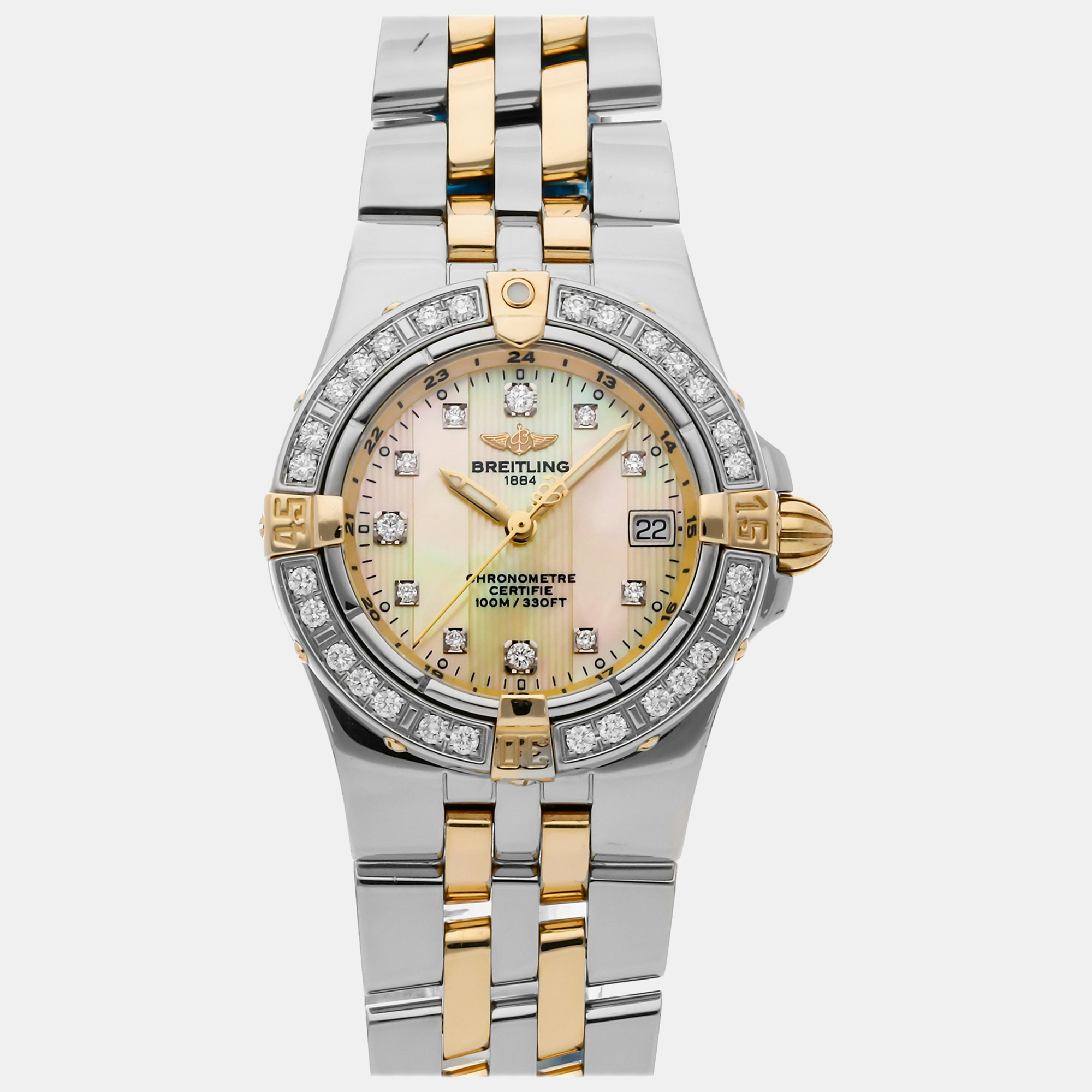 

Breitling Yellow Shell 18k Yellow Gold Stainless Steel Starliner B7134053/I511 Quartz Women's Wristwatch 30 mm