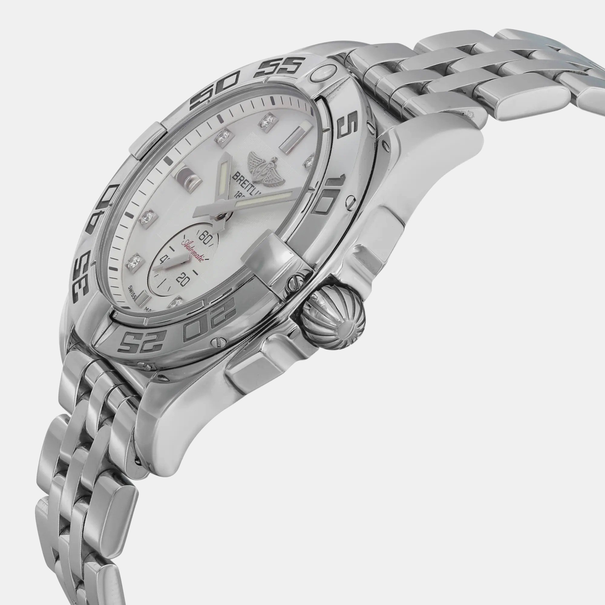 Breitling White Stainless Steel Galactic A37330 Automatic Men`s Wristwatch 36 mm 