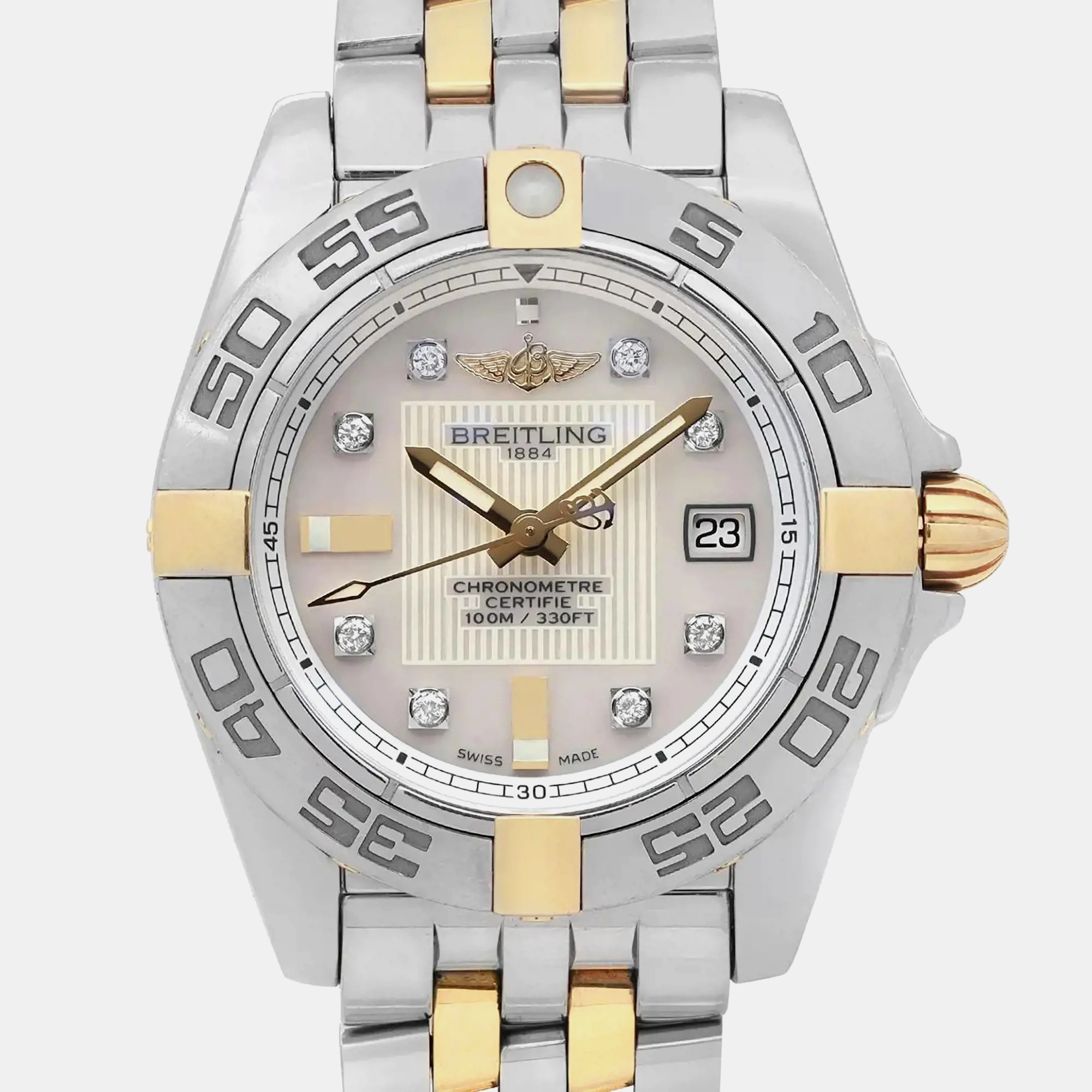 Breitling White Stainless Steel Galactic B71356L2/A710-367D Quartz Women`s Wristwatch 32mm 