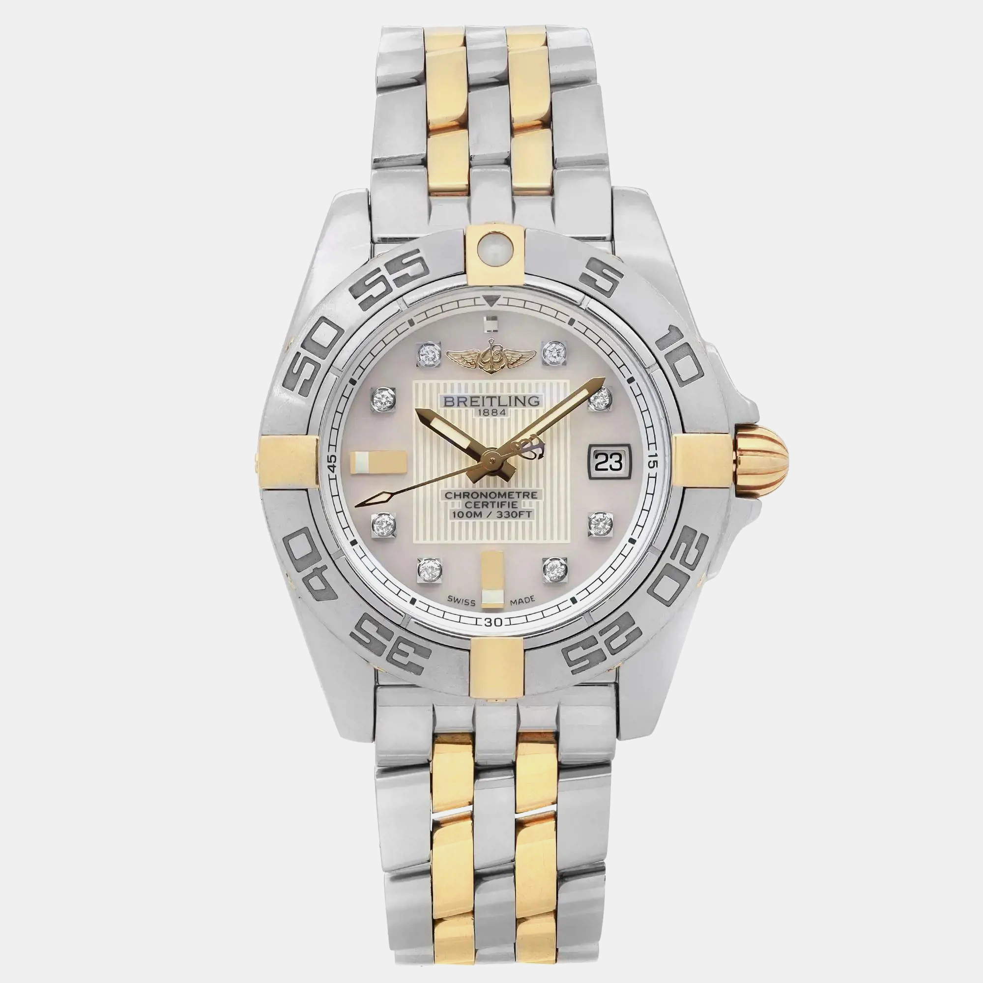 

Breitling White Stainless Steel Galactic B71356L2/A710-367D Quartz Women's Wristwatch 32mm, Beige