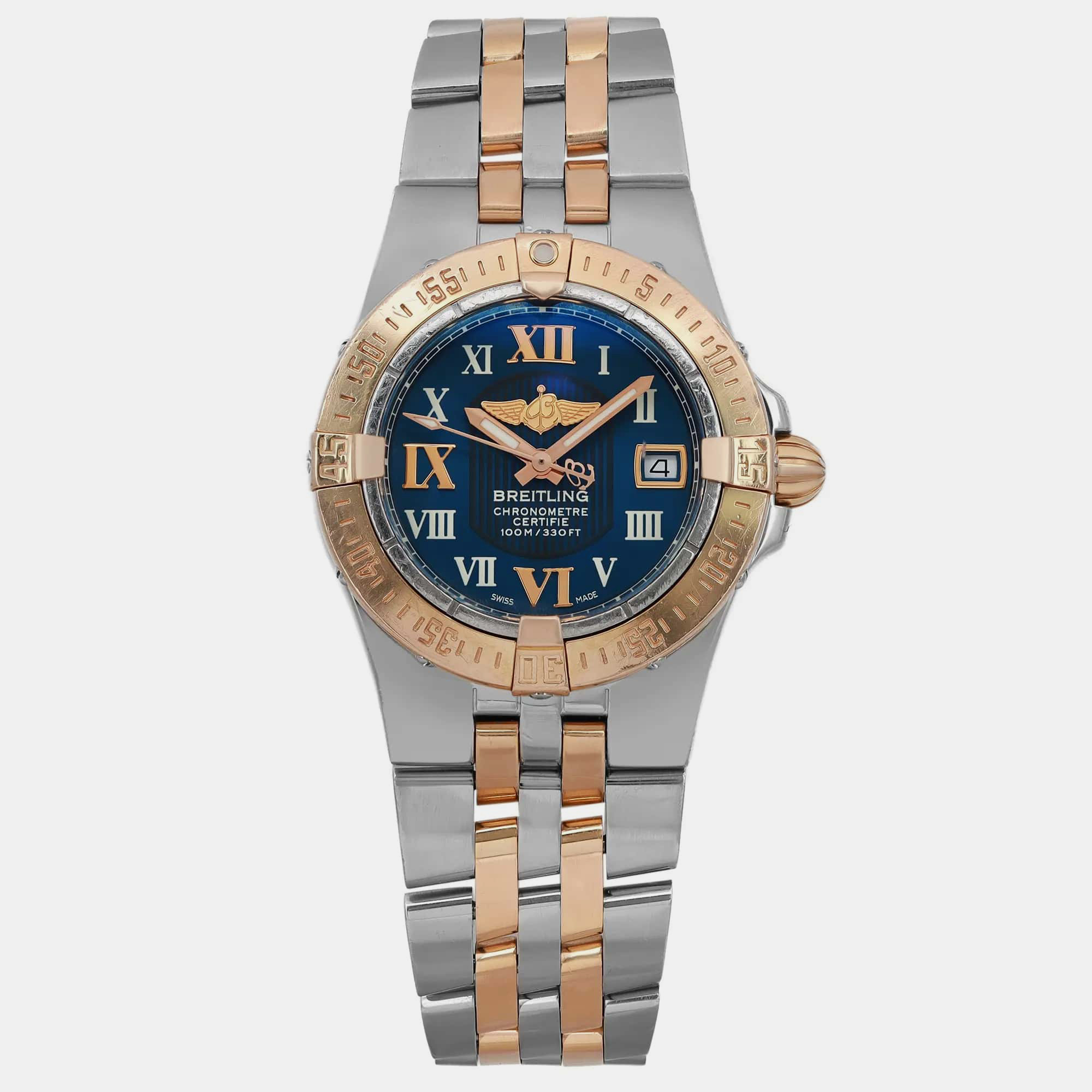 

Breitling Blue 18K Rose Gold Stainless Steel Starliner Quartz Women's Wristwatch 30 mm