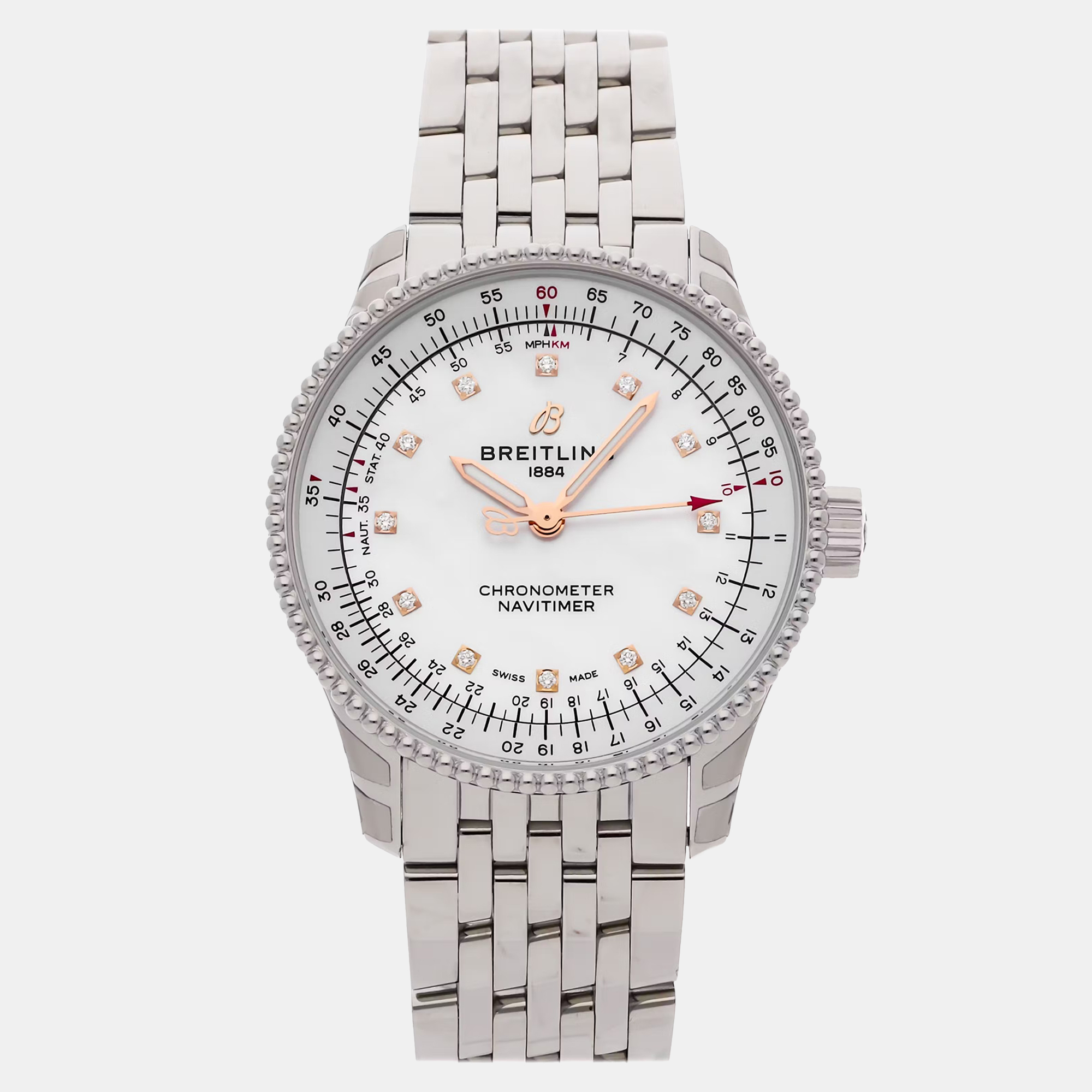 Pre-owned Breitling Navitimer A17395211a1a1 In White