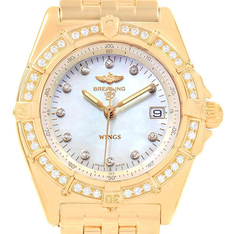 

Breitling Yellow Gold MOP Diamond and Stainless Steel Windrider K67050 Women's Wristwatch