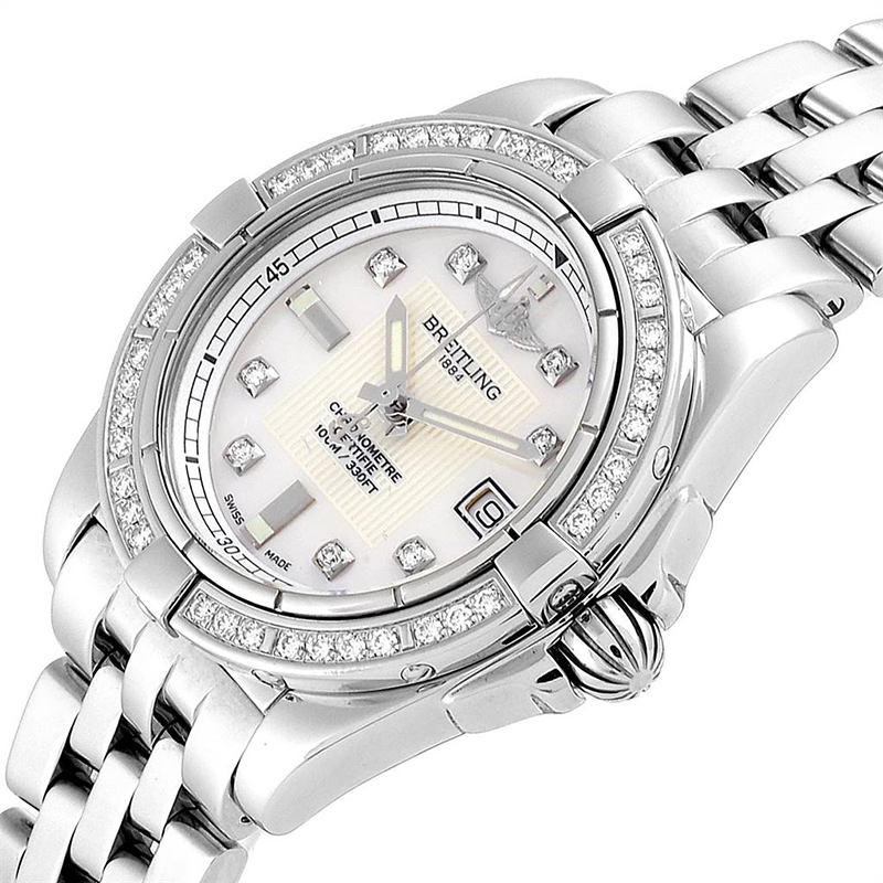 

Breitling MOP Diamond and Stainless Steel Cockpit A71356 Women's Wristwatch, White