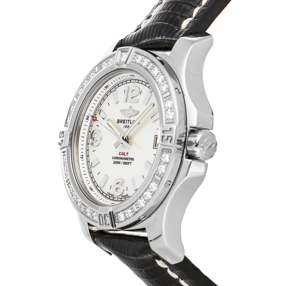 

Breitling MOP DIamonds Stainless Steel Colt A7438953/A772 Women's Wristwatch, White