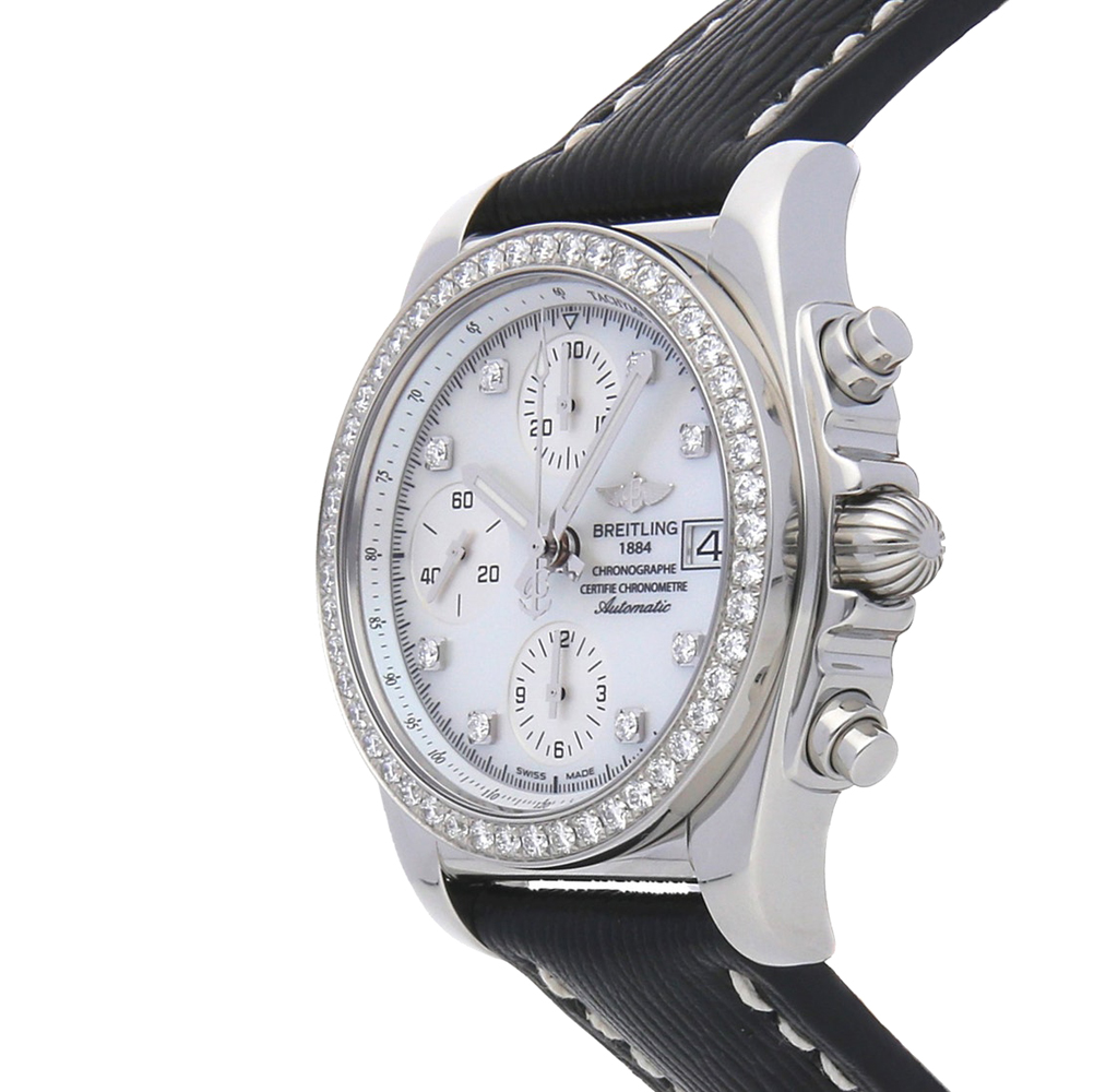 

Breitling MOP Diamonds Stainless Steel Chronomat A1331053/A776 Women's Wristwatch, White