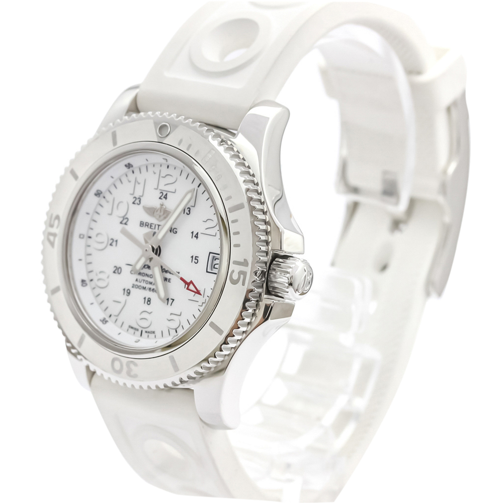 Click to view more detailed imagery on our partner's website Pre-owned Breitling White Stainless Steel Super Ocean Il Automatic A17312 Women's Wristwatch 36 Mm